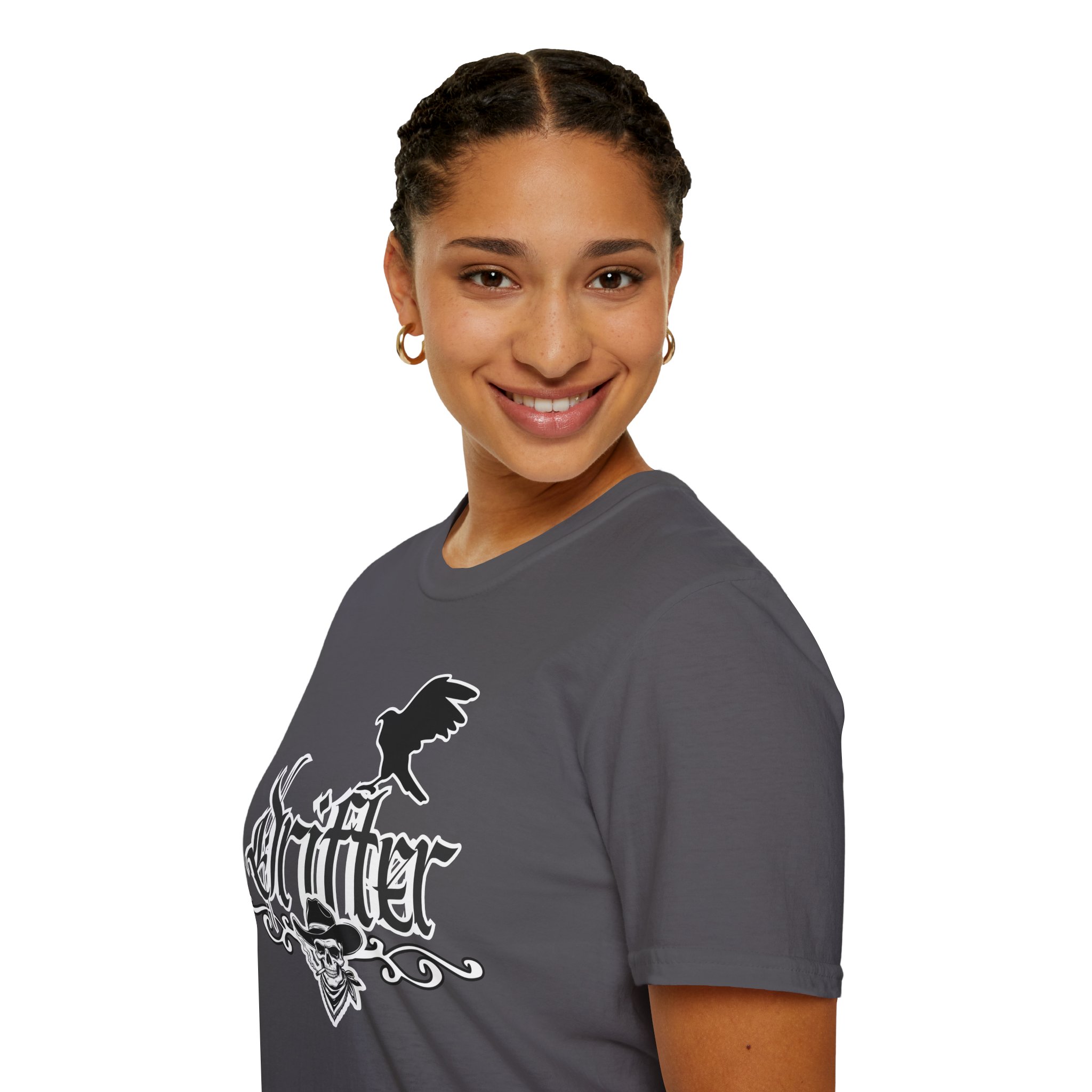 Drifter T-Shirt — Gothic Crow & Skull Vintage Design - Image 74