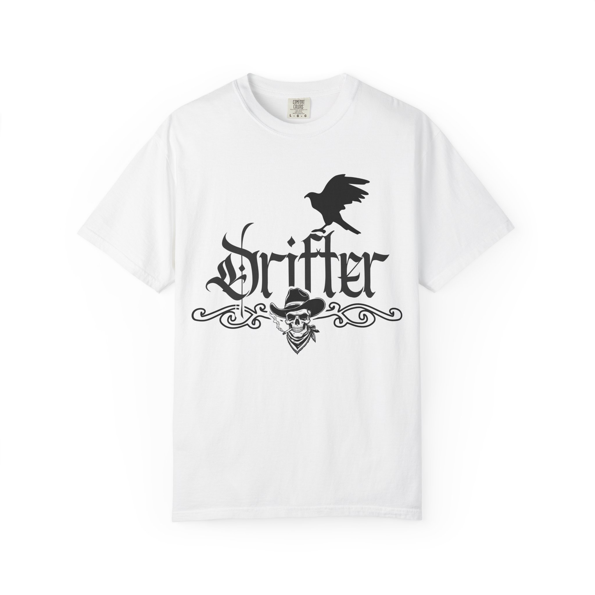 Drifter Gothic T-Shirt – Raven & Skull Vintage Graphic Tee - Image 6