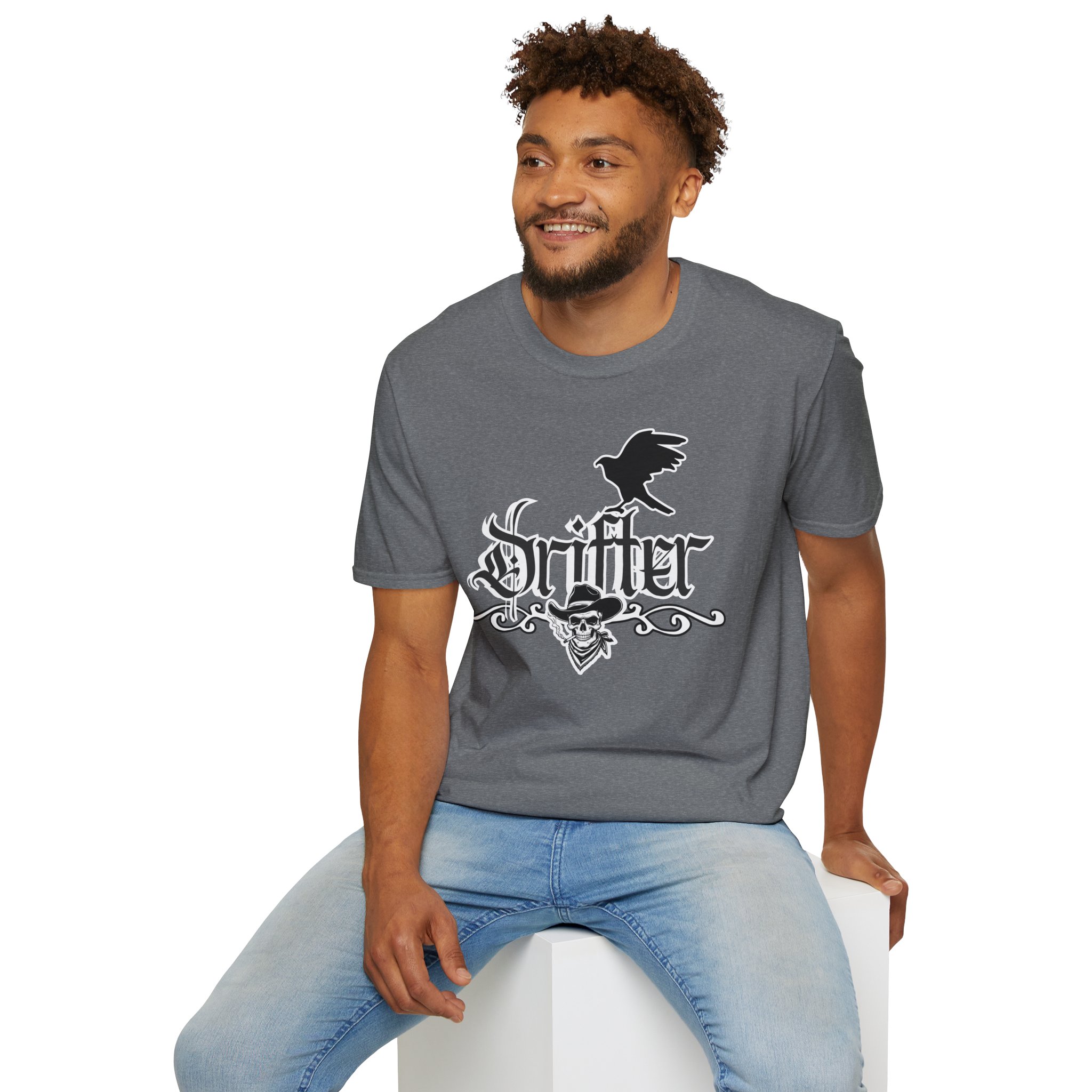 Drifter T-Shirt — Gothic Crow & Skull Vintage Design - Image 43