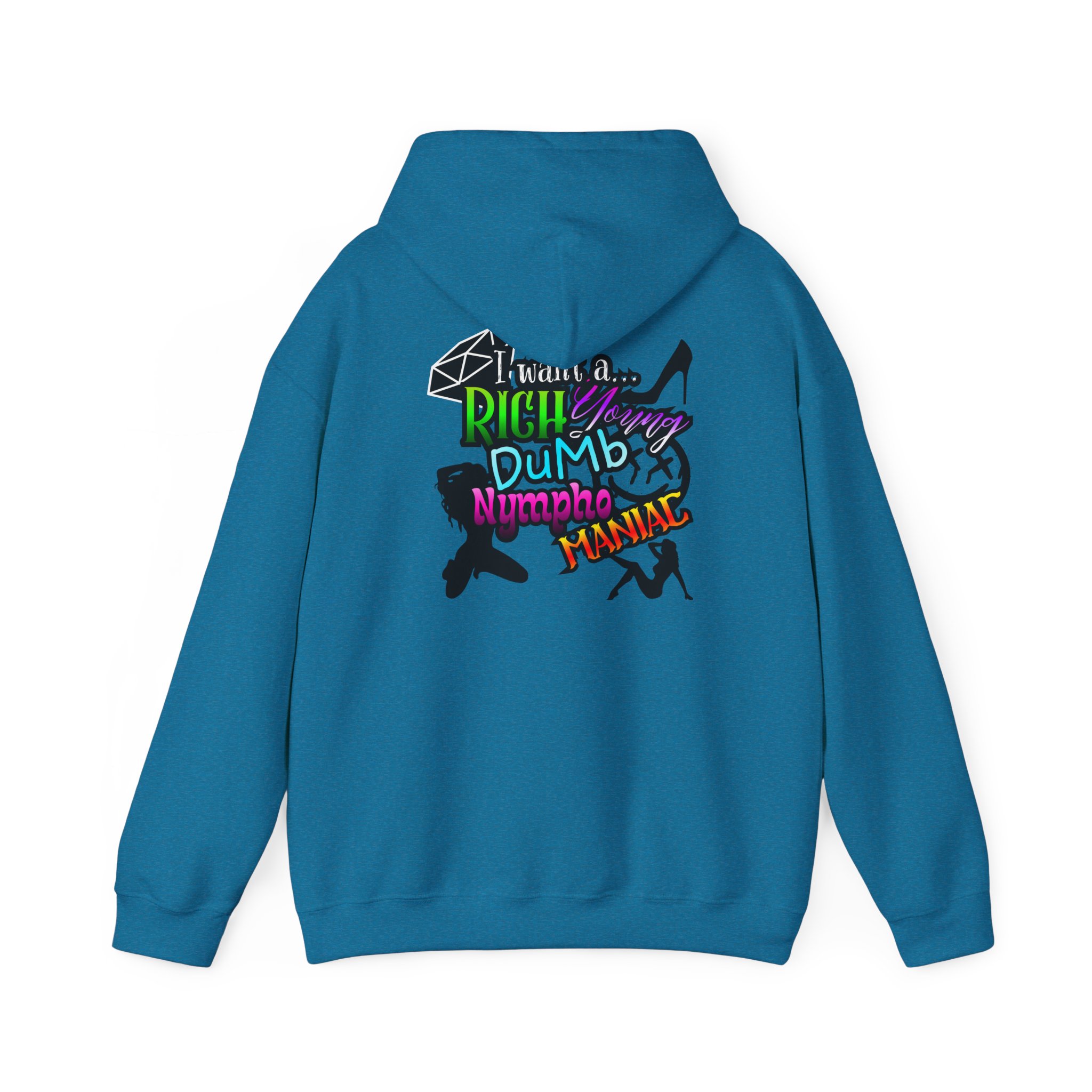 Drifter Gothic Hoodie — Colorful Back Graphic 'Lightning, Rich, Dumb, Nympho' Streetwear - Image 27