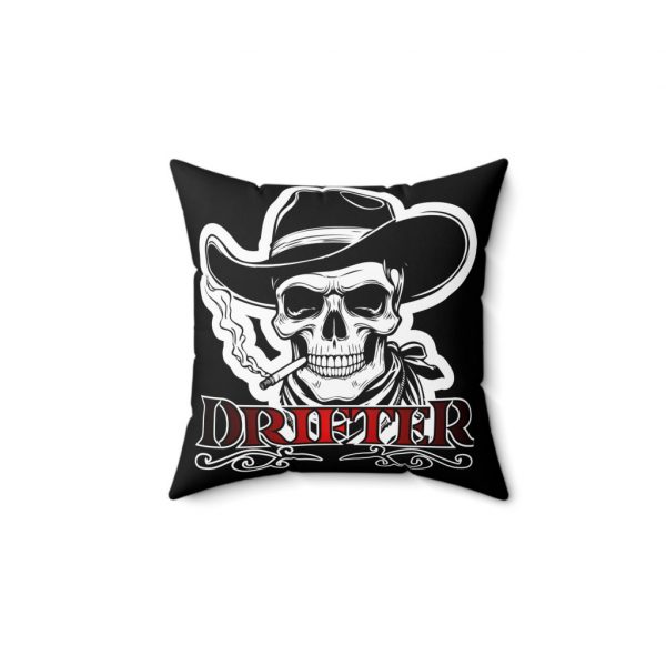 Drifter Skull Cowboy Pillow – Gothic Western Decorative Throw Pillow