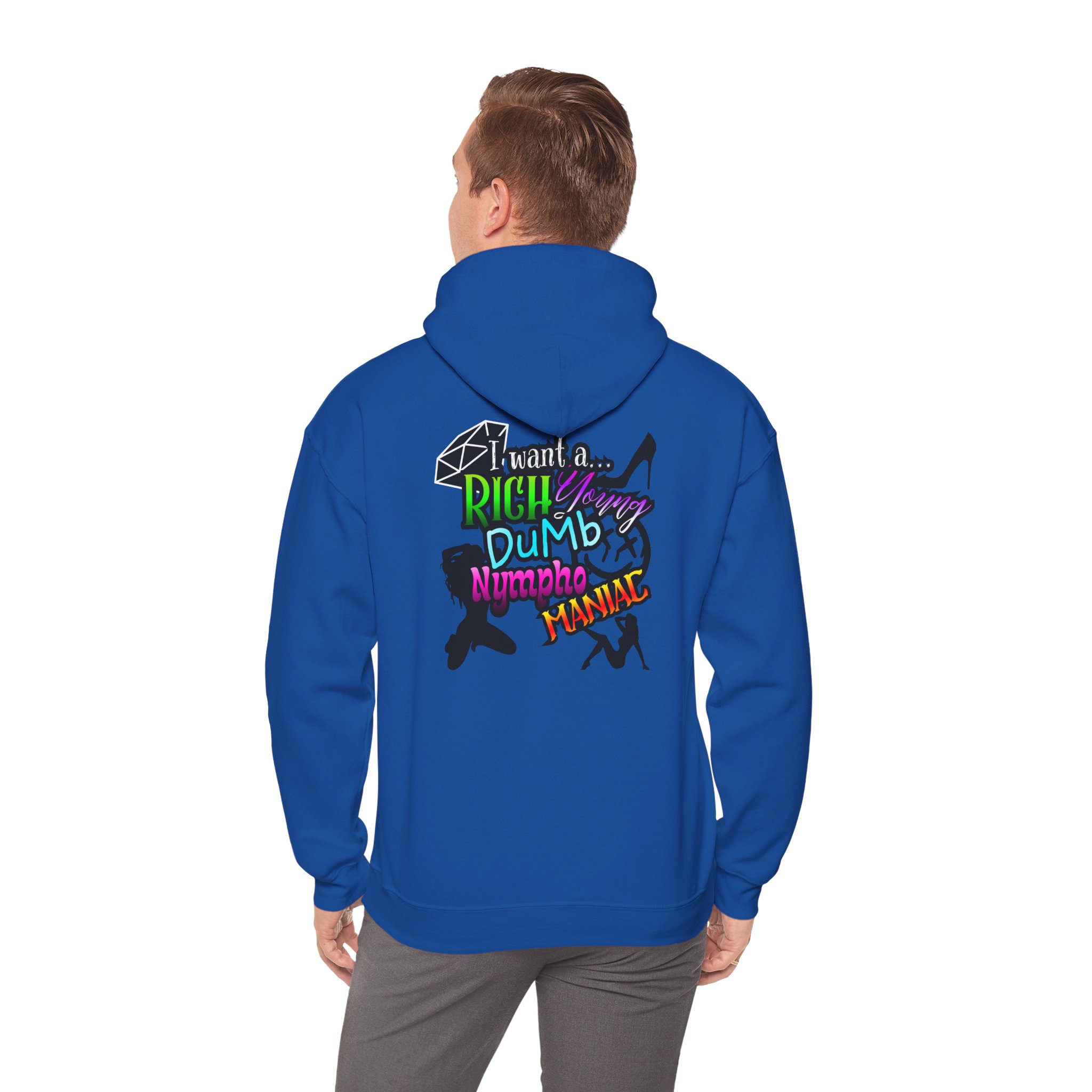 Drifter Gothic Hoodie — Colorful Back Graphic 'Lightning, Rich, Dumb, Nympho' Streetwear - Image 36
