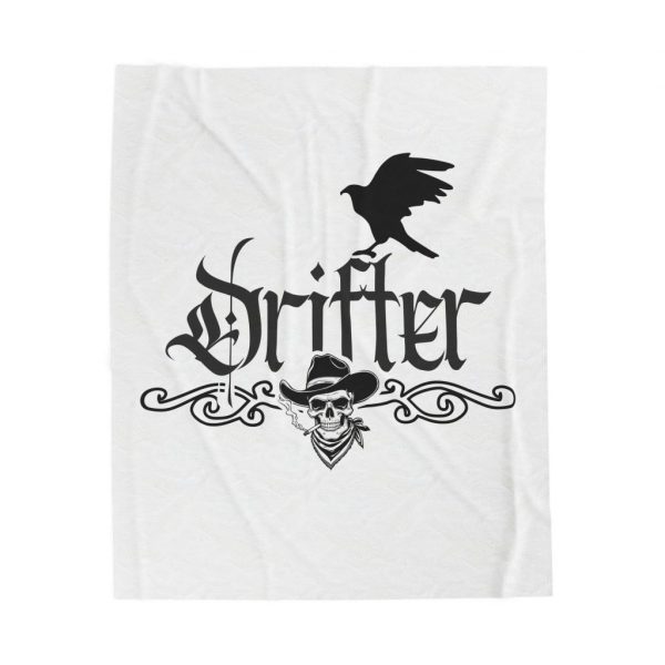 Drifter Velveteen Plush Blanket — Gothic Skull & Raven Decorative Throw