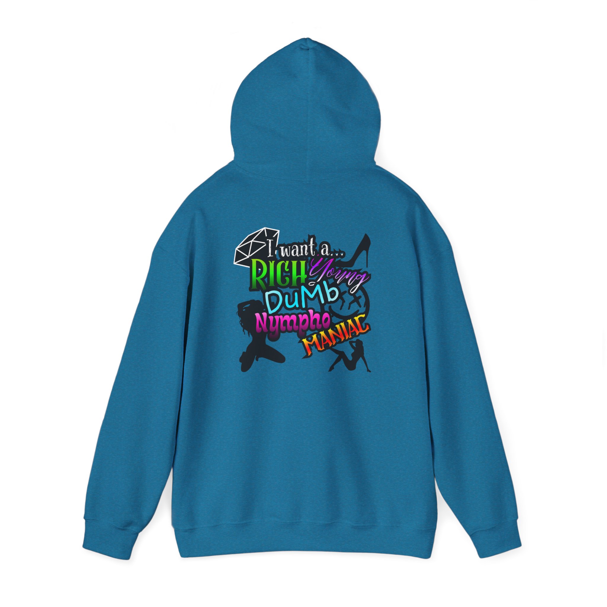 Drifter Gothic Hoodie — Colorful Back Graphic 'Lightning, Rich, Dumb, Nympho' Streetwear - Image 28