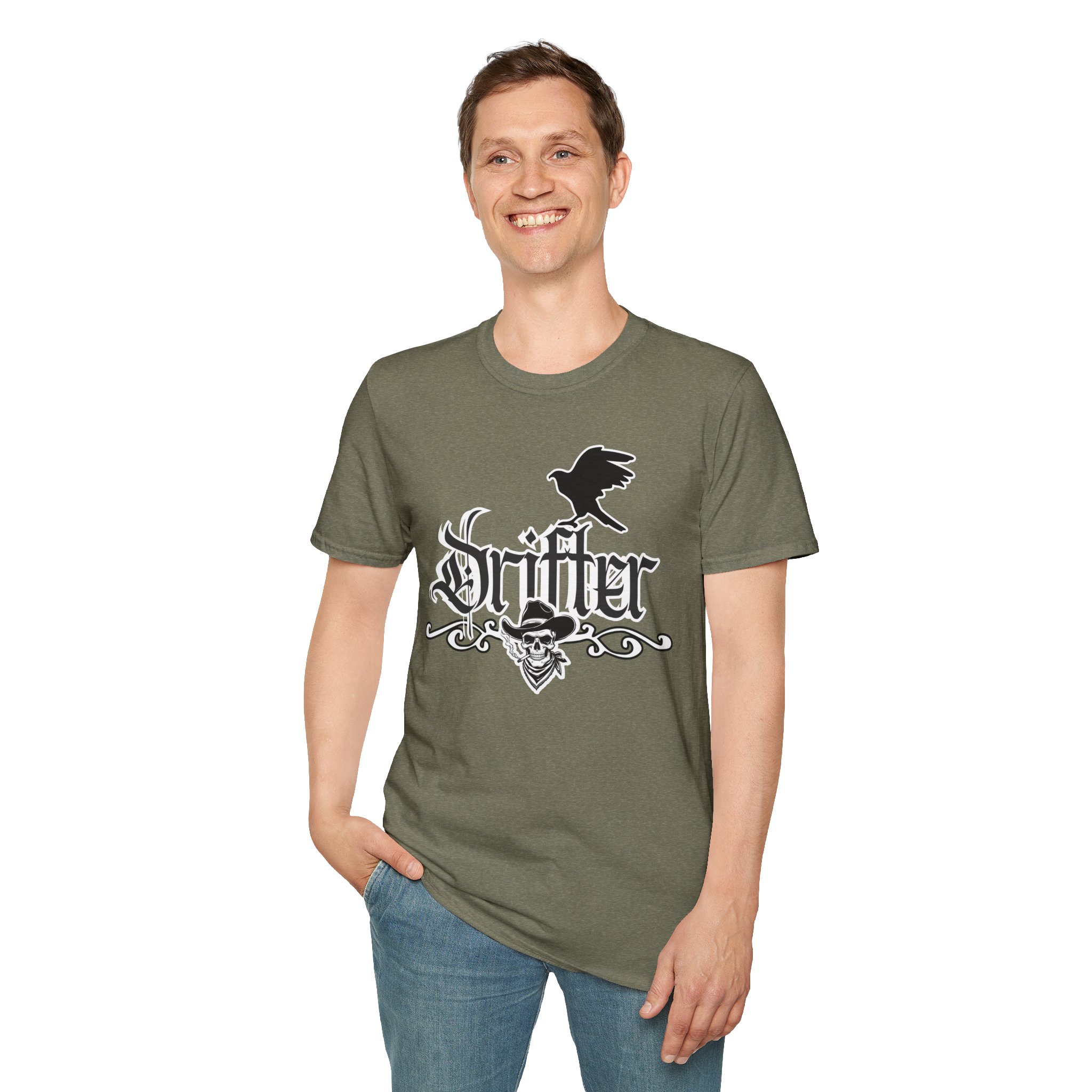 Drifter T-Shirt — Gothic Crow & Skull Vintage Design - Image 33