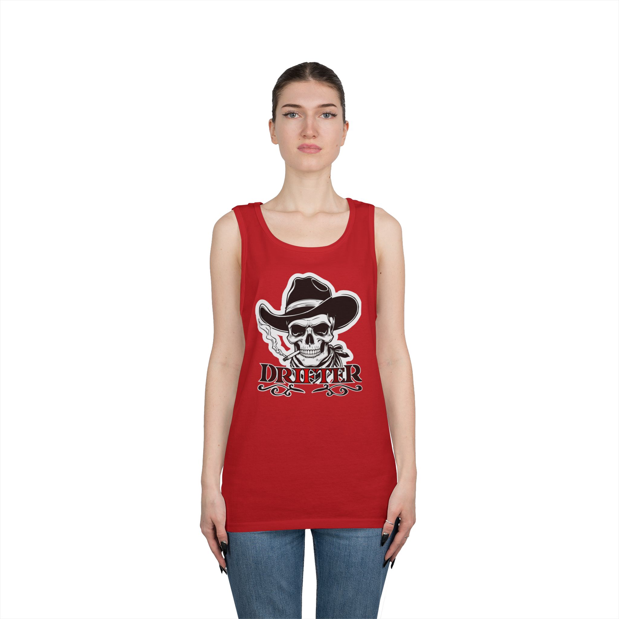 Drifter Skull Cowboy Tank Top — Western Biker Graphic Tank - Image 17