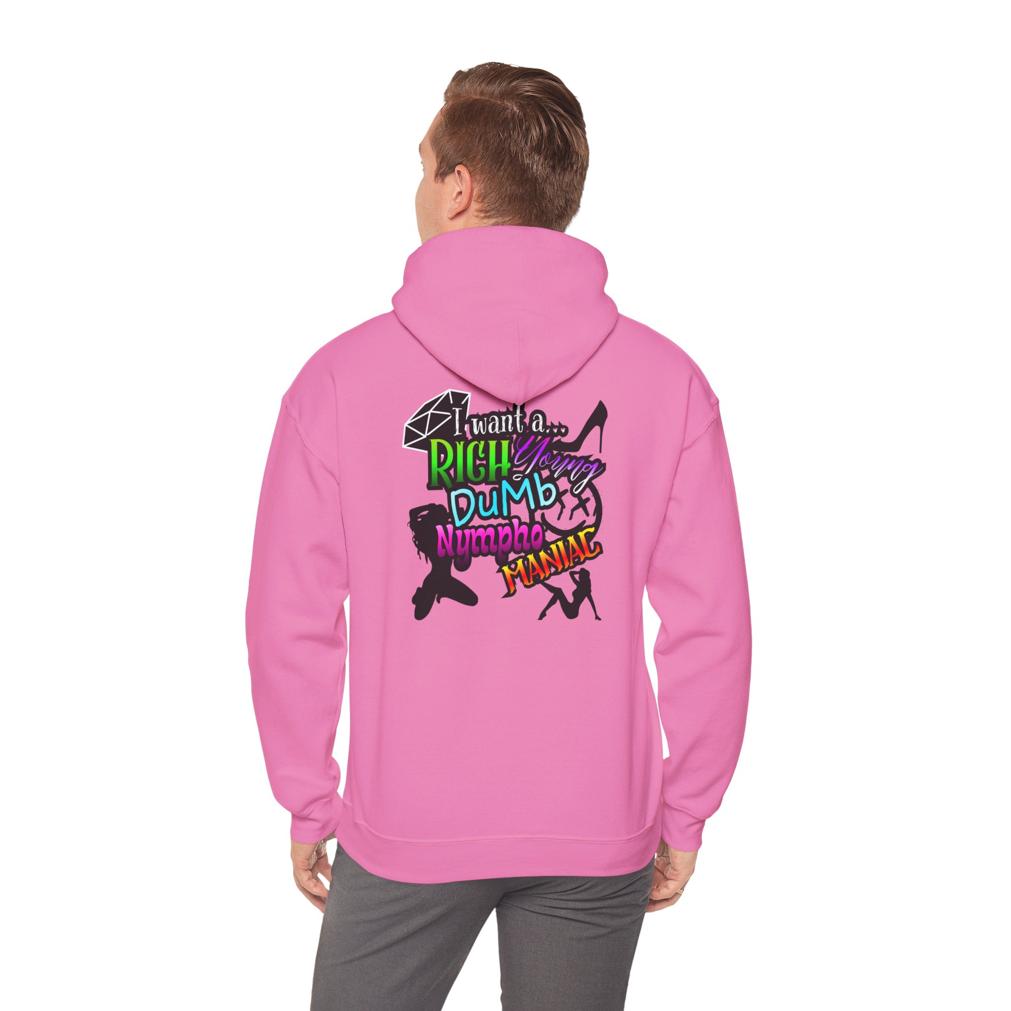 Drifter Gothic Hoodie — Colorful Back Graphic 'Lightning, Rich, Dumb, Nympho' Streetwear - Image 42