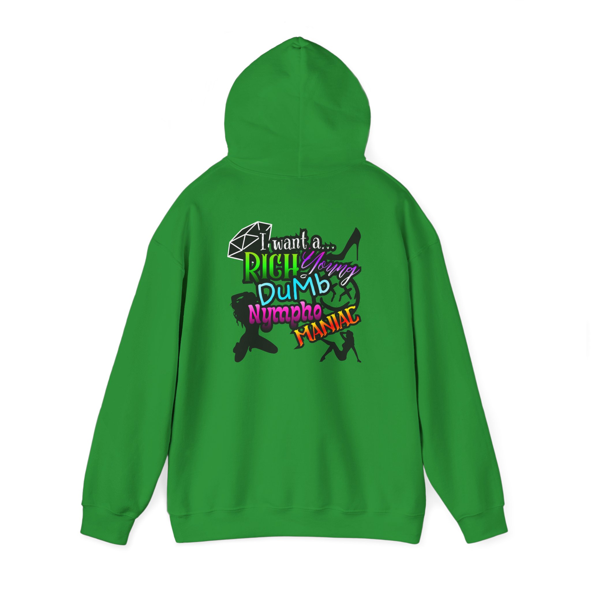Drifter Gothic Hoodie — Colorful Back Graphic 'Lightning, Rich, Dumb, Nympho' Streetwear - Image 22