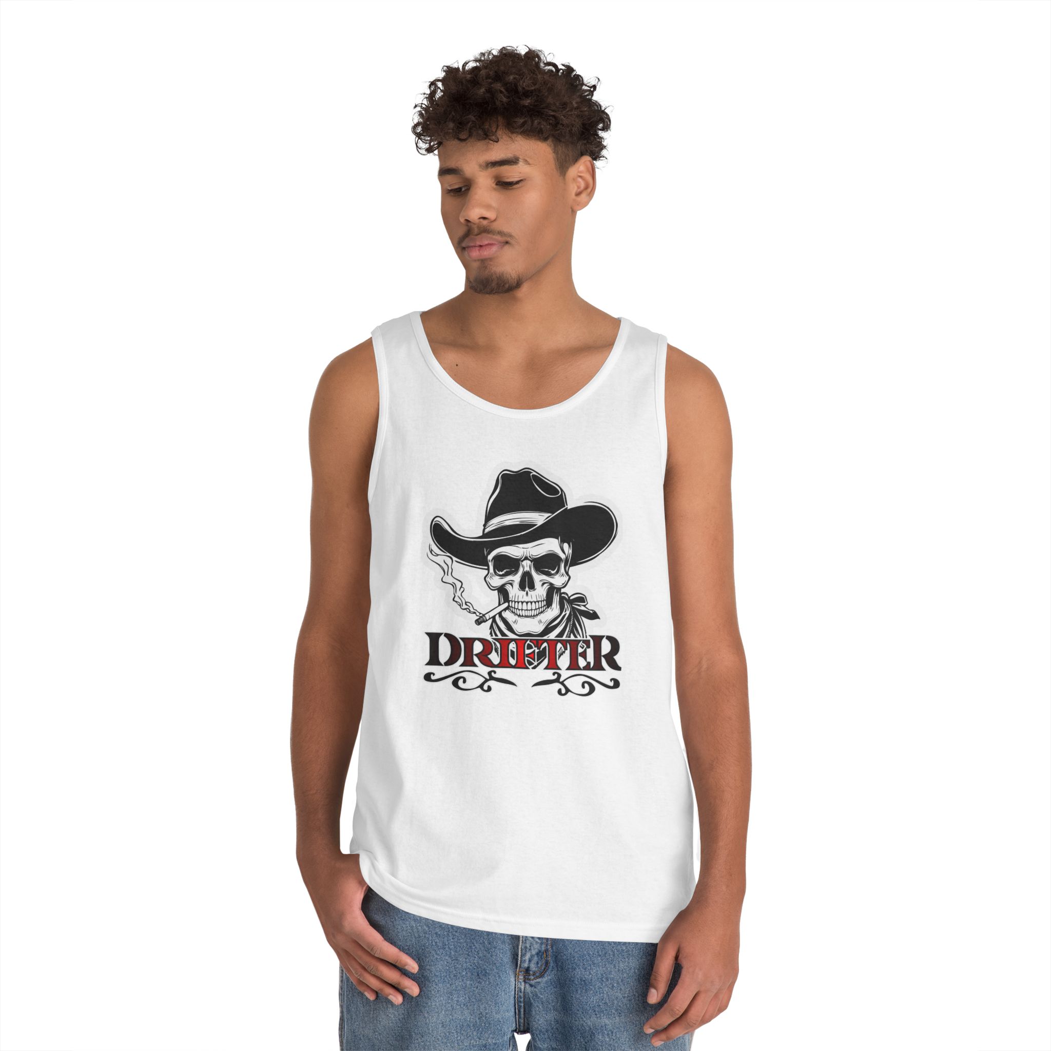Drifter Skull Cowboy Tank Top — Western Biker Graphic Tank - Image 6