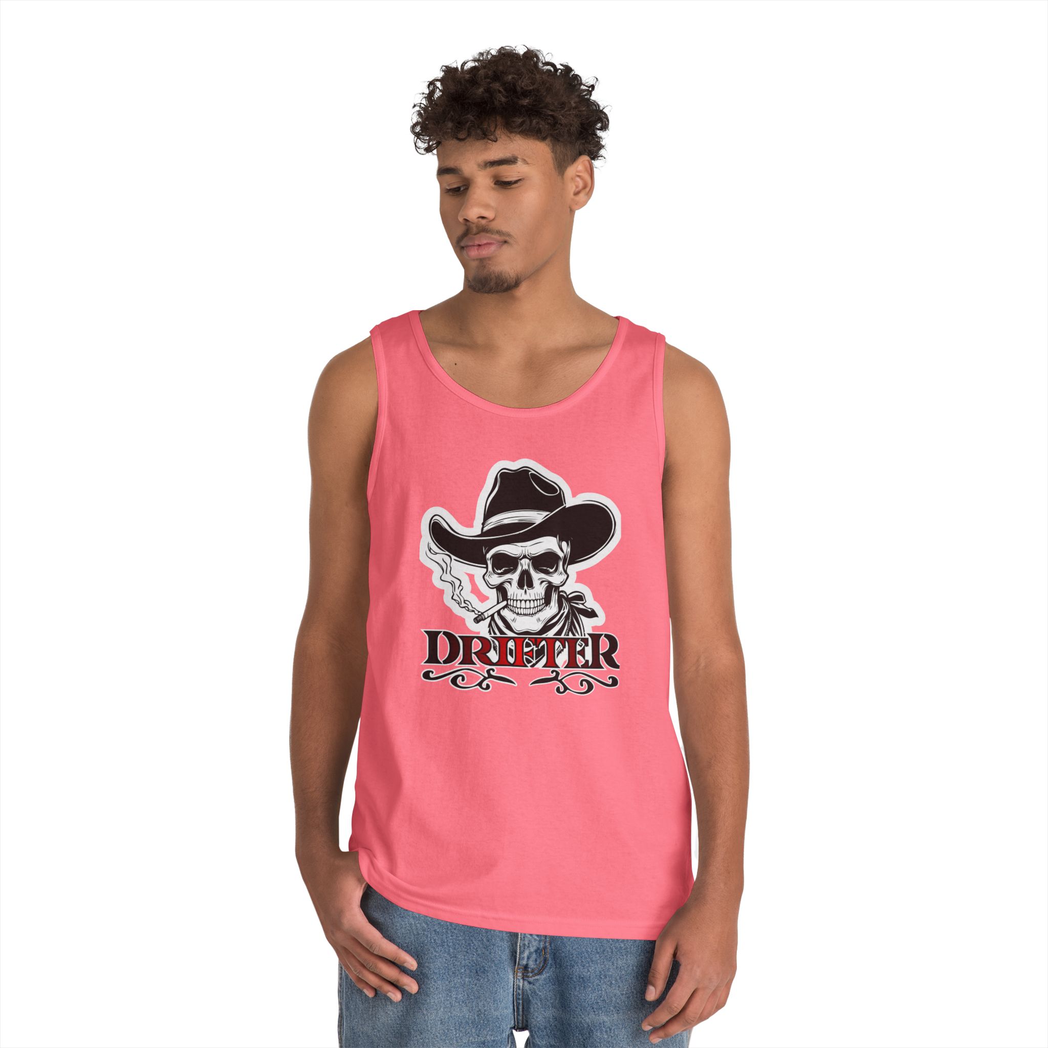 Drifter Skull Cowboy Tank Top — Western Biker Graphic Tank - Image 3