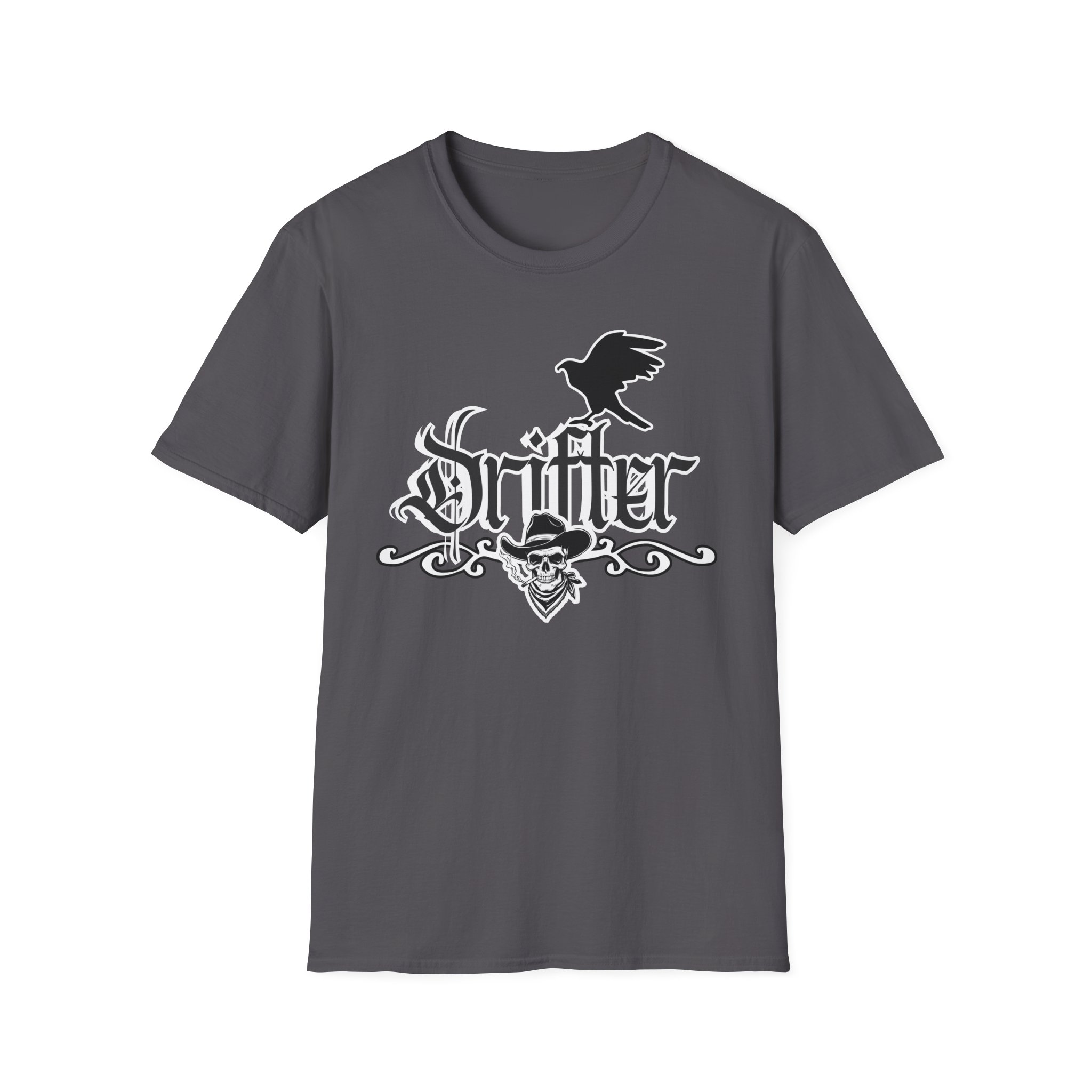 Drifter T-Shirt — Gothic Crow & Skull Vintage Design - Image 72
