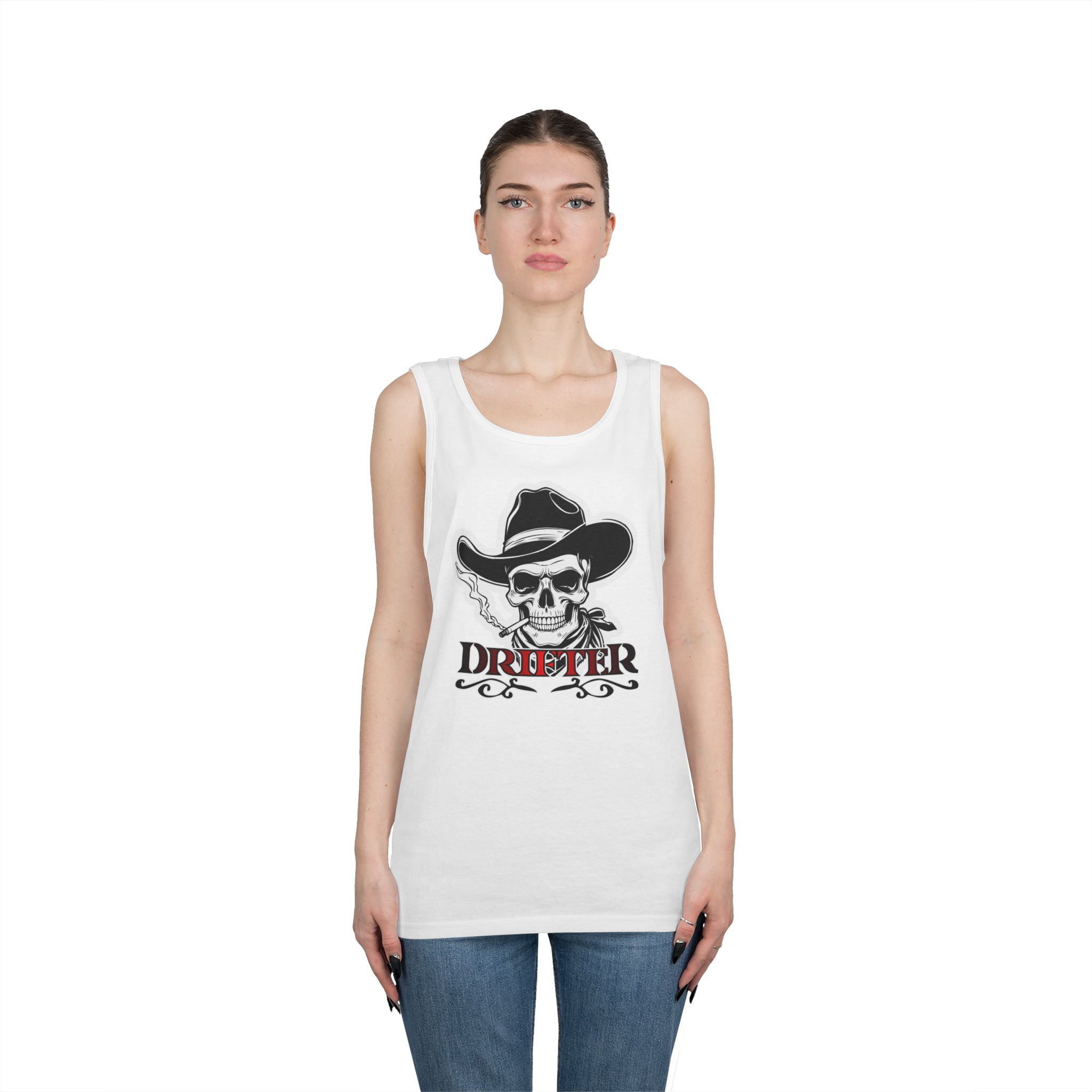 Drifter Skull Cowboy Tank Top — Western Biker Graphic Tank - Image 5