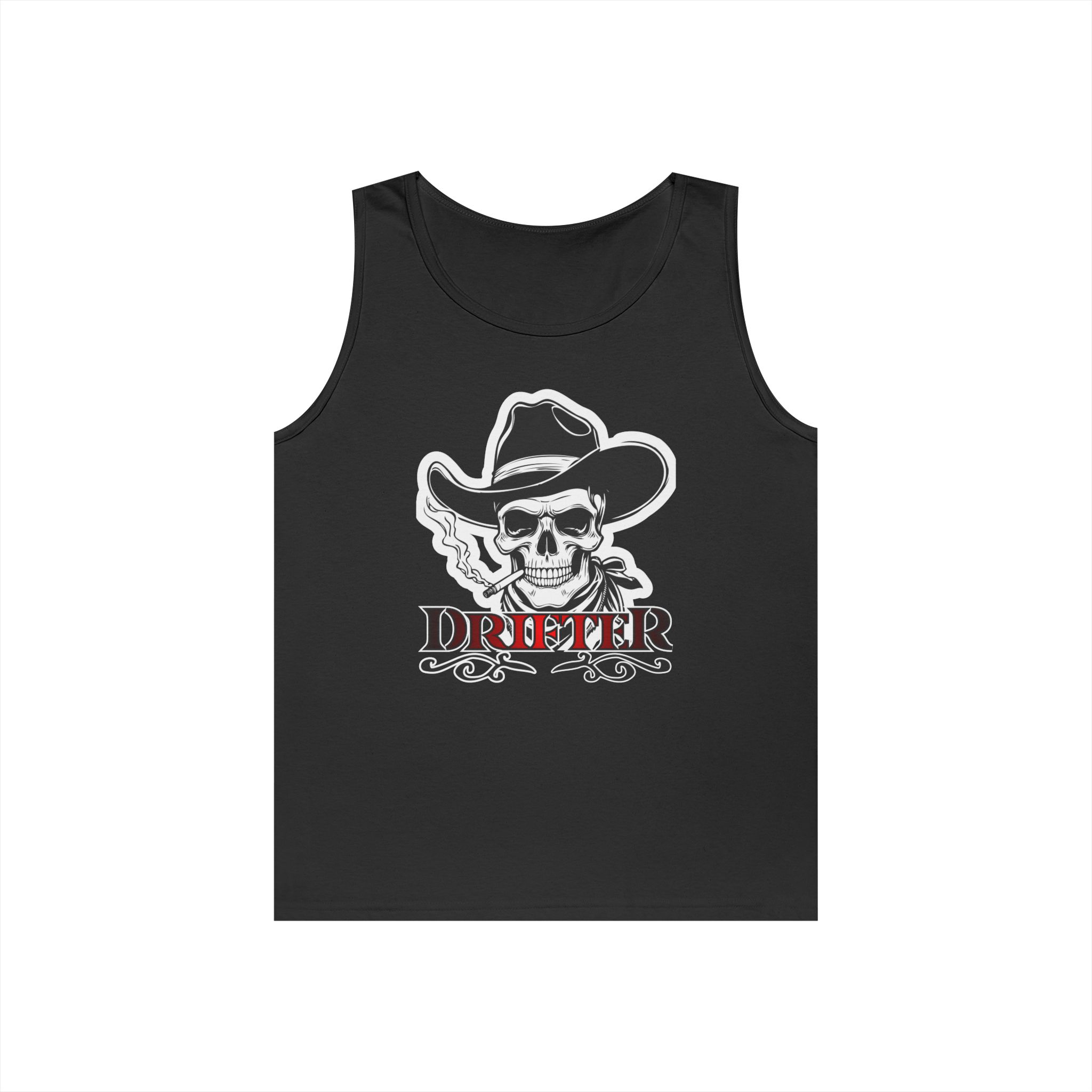 Drifter Skull Cowboy Tank Top — Western Biker Graphic Tank - Image 7