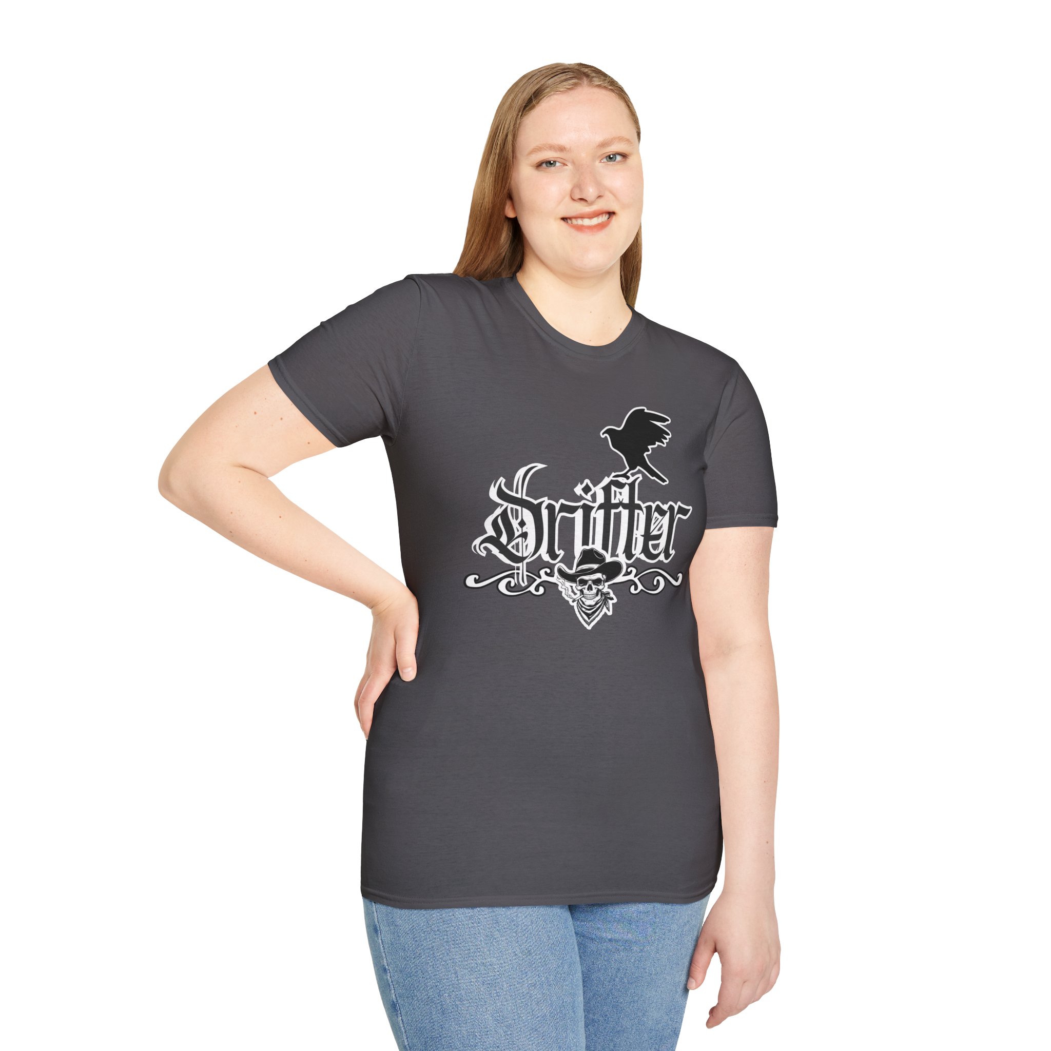 Drifter T-Shirt — Gothic Crow & Skull Vintage Design - Image 76