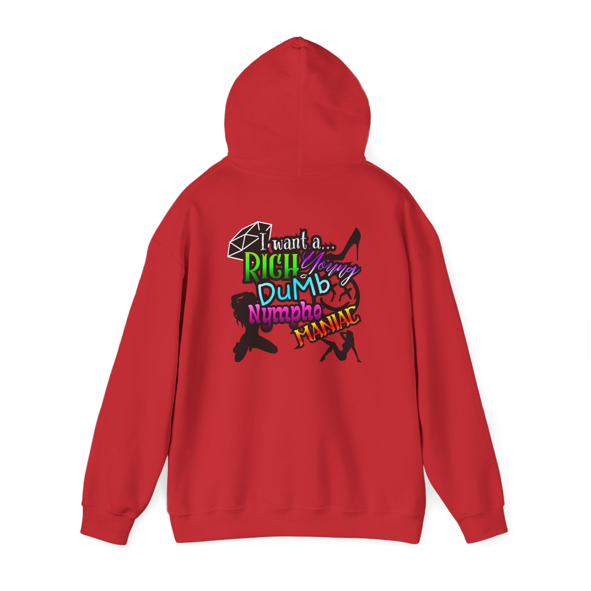 Drifter Gothic Hoodie — Colorful Back Graphic 'Lightning, Rich, Dumb, Nympho' Streetwear - Image 52