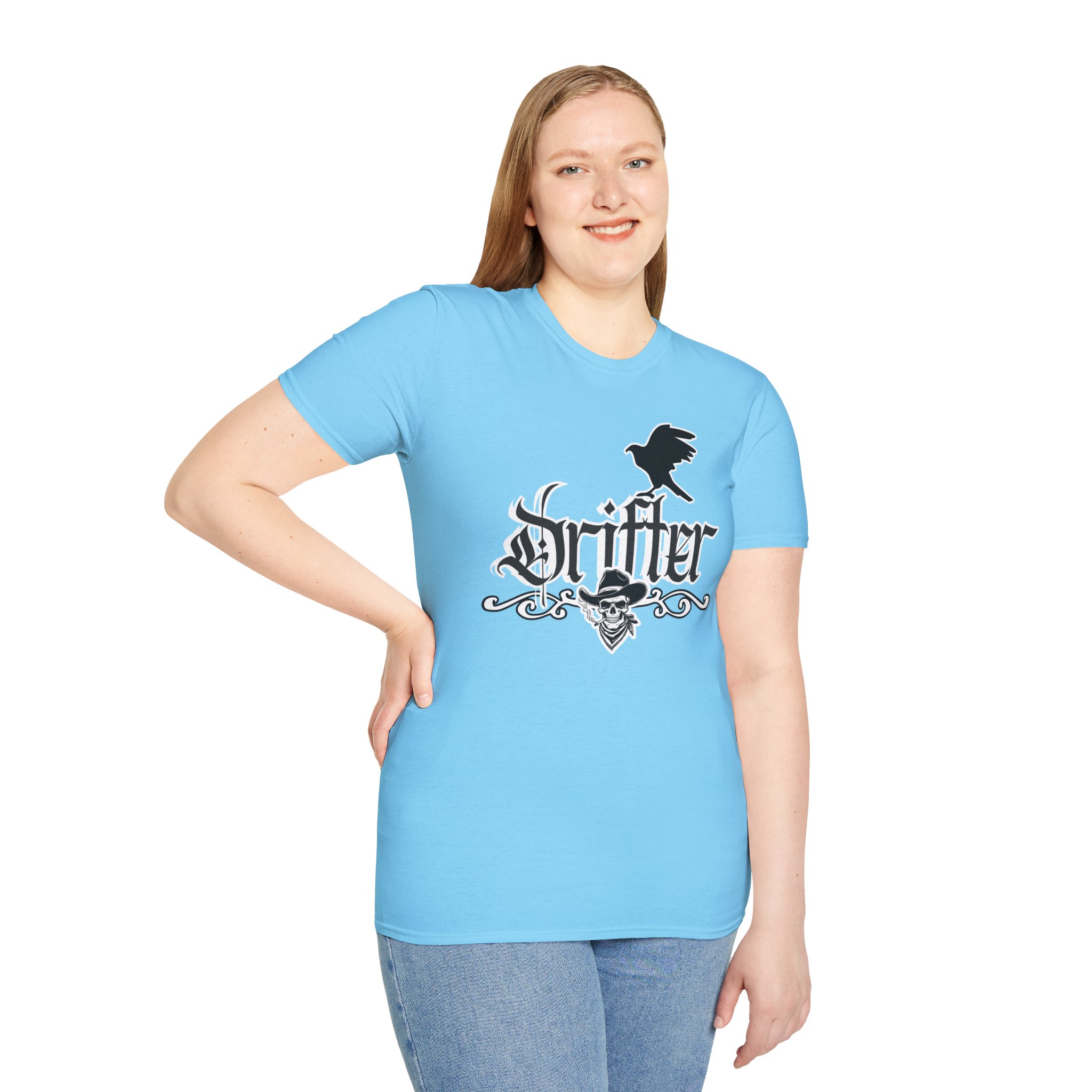 Drifter T-Shirt — Gothic Crow & Skull Vintage Design - Image 69