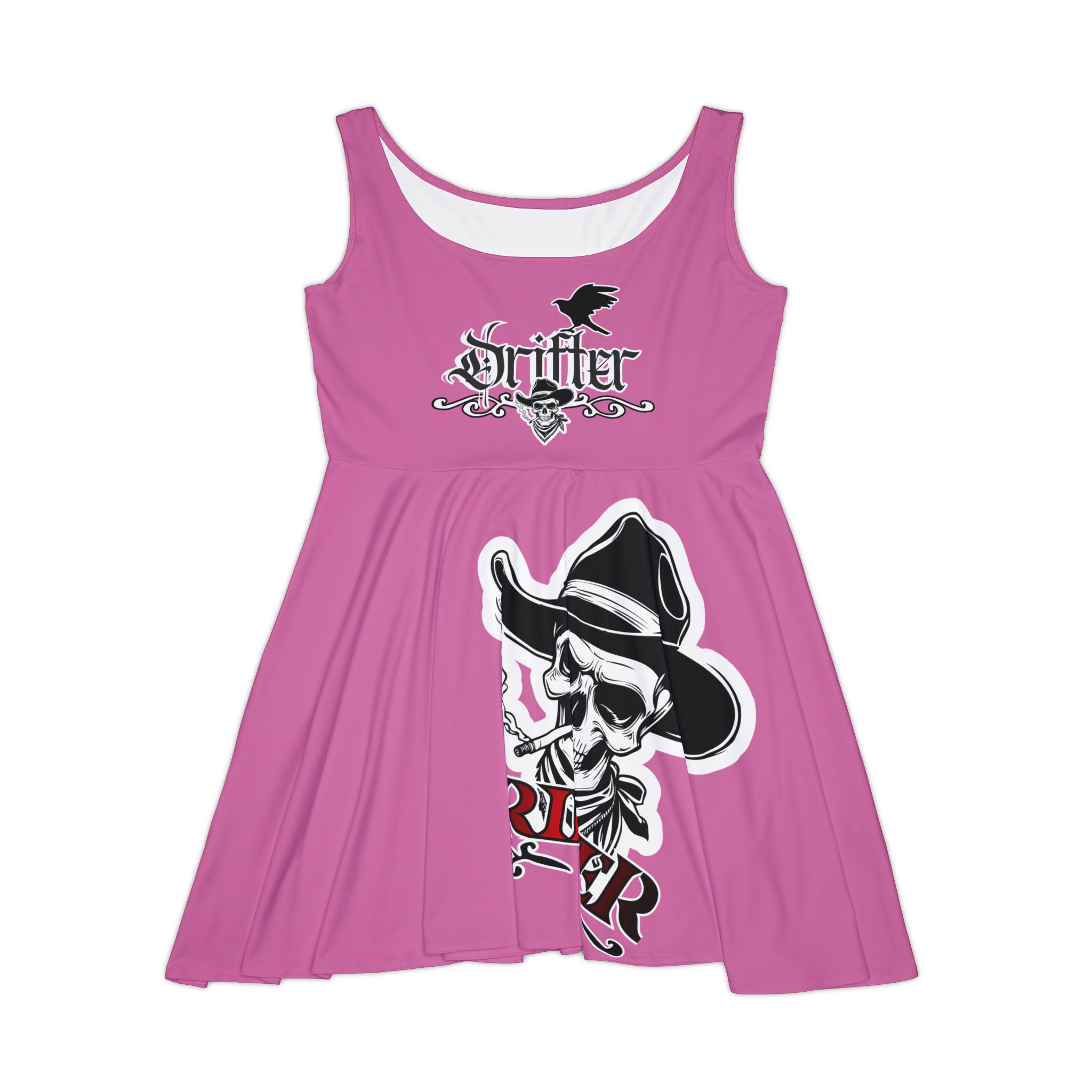 Skater Dress — Pink 'Outlaw' Cowgirl Skull Graphic - Image 2