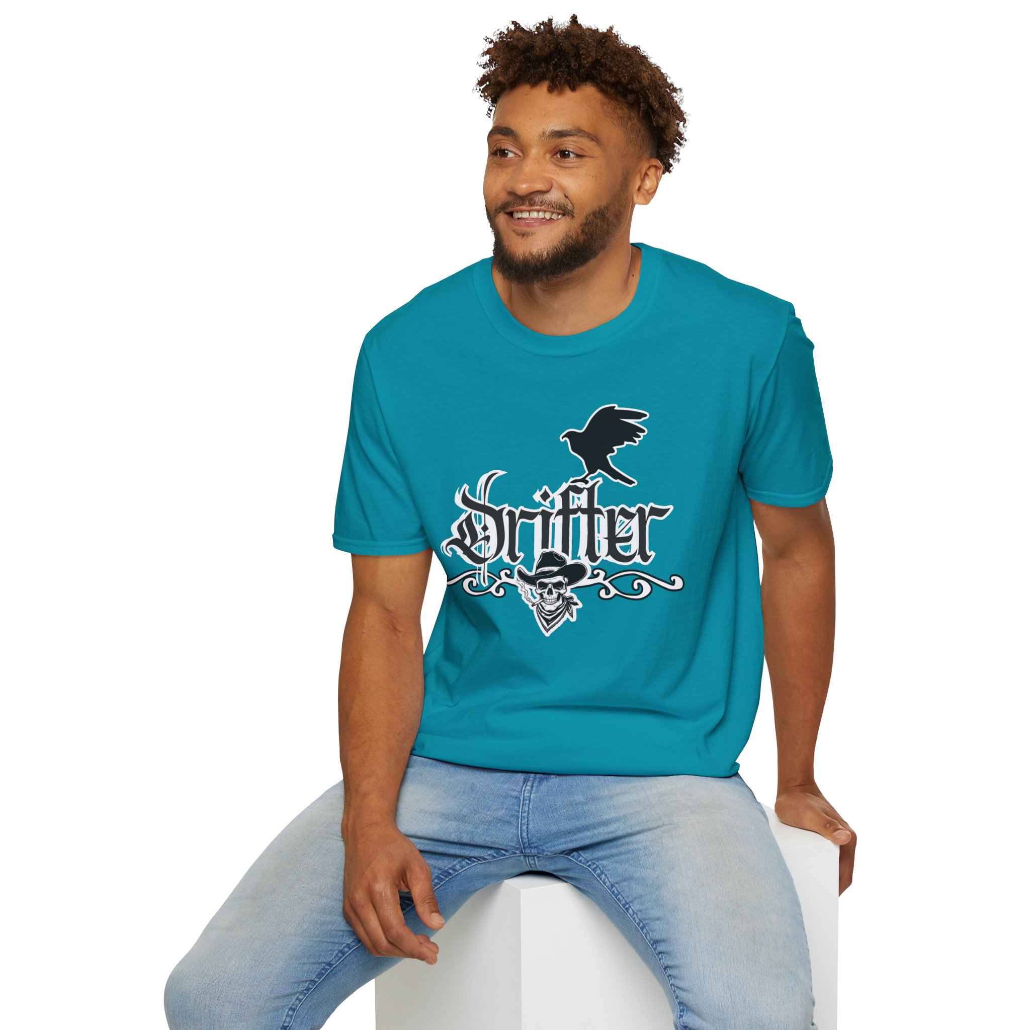 Drifter T-Shirt — Gothic Crow & Skull Vintage Design - Image 64