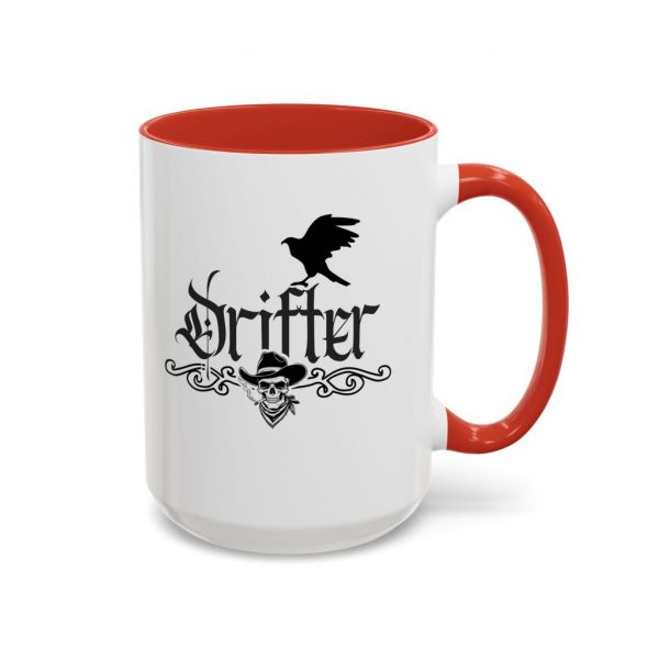 Drifter Gothic Skull Accent Coffee Mug – 11/15oz Black-Trim Ceramic