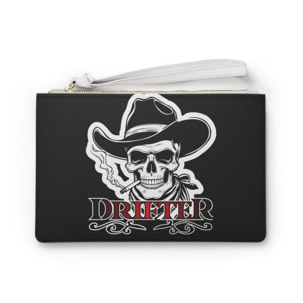 Drifter Skull Cowboy Clutch Bag — Western Biker Wristlet for Riders & Rockabilly