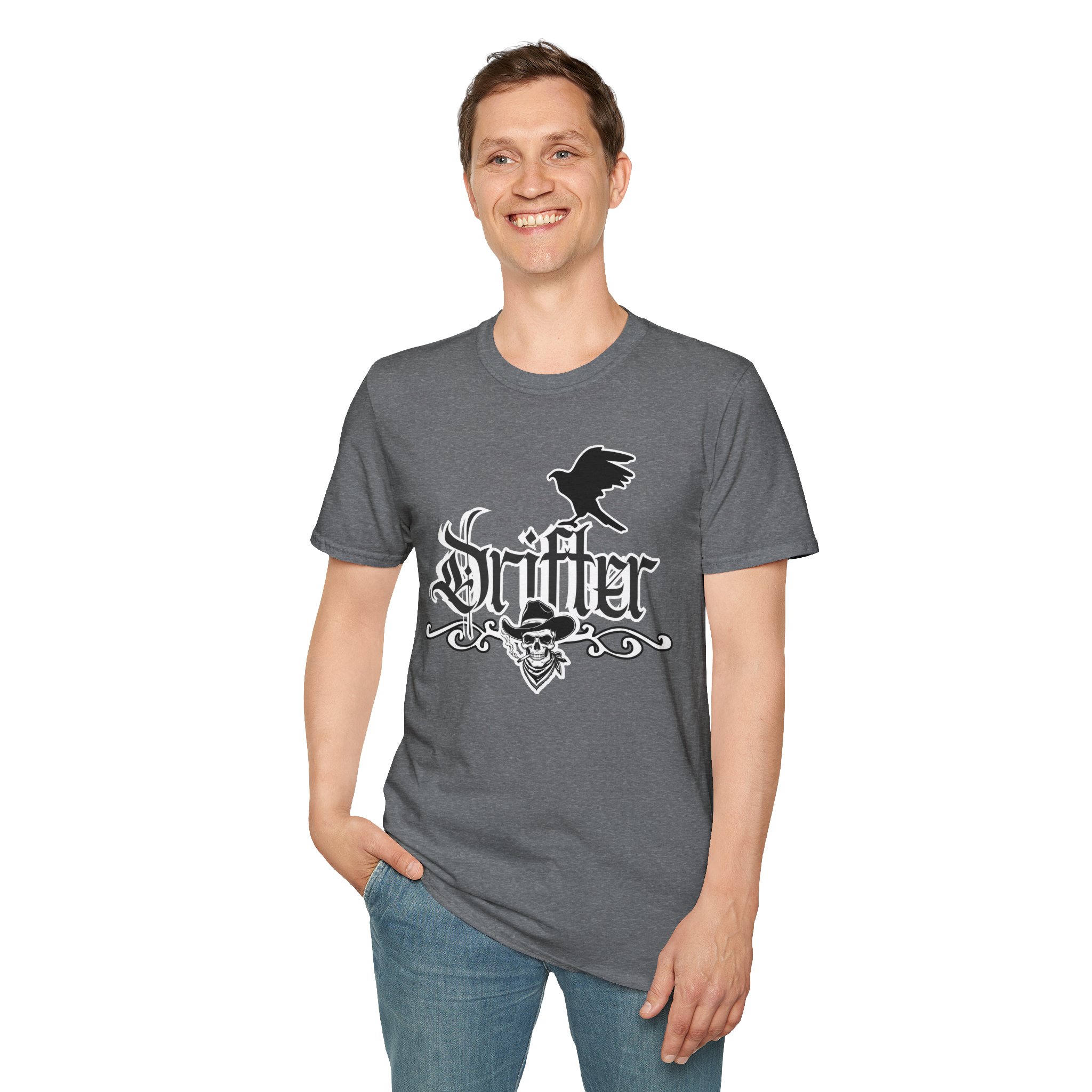 Drifter T-Shirt — Gothic Crow & Skull Vintage Design - Image 40