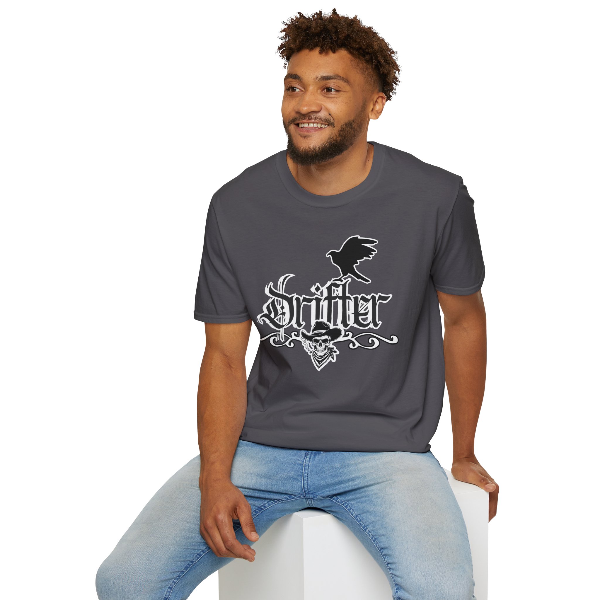 Drifter T-Shirt — Gothic Crow & Skull Vintage Design - Image 78
