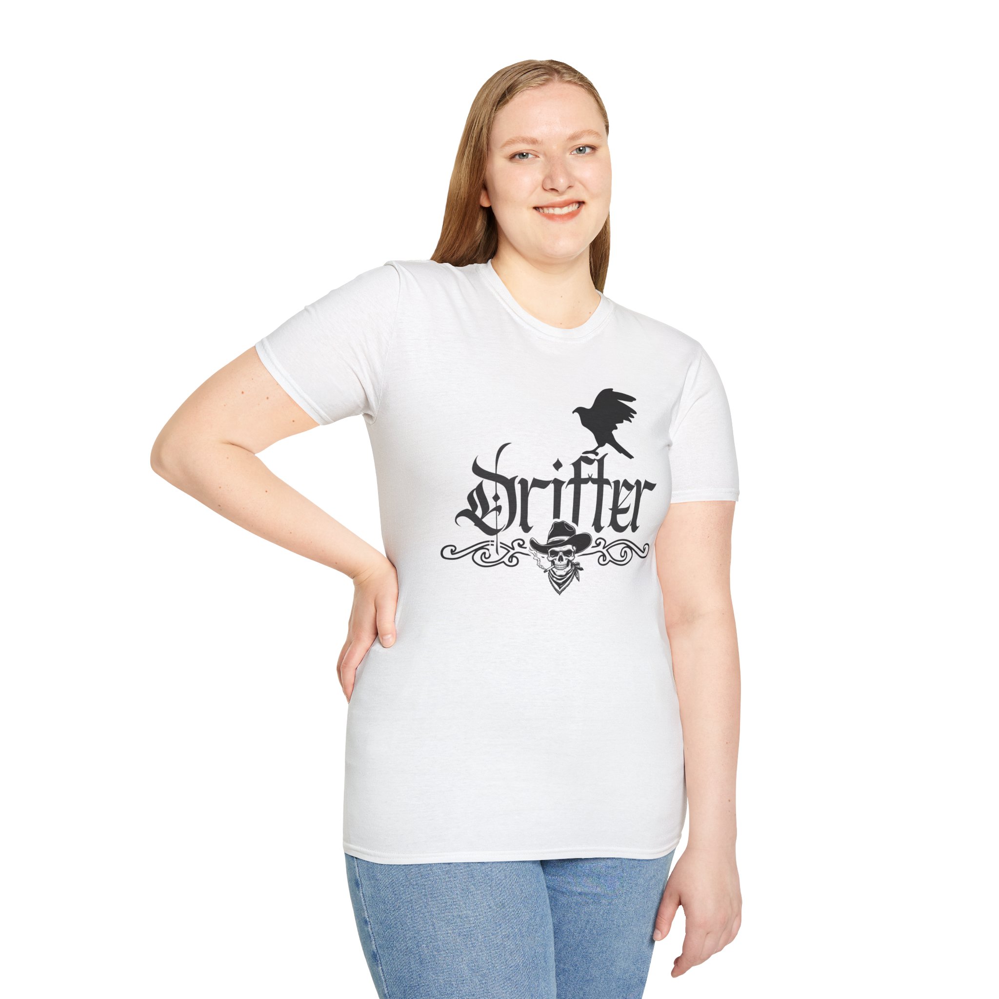 Drifter T-Shirt — Gothic Crow & Skull Vintage Design - Image 4