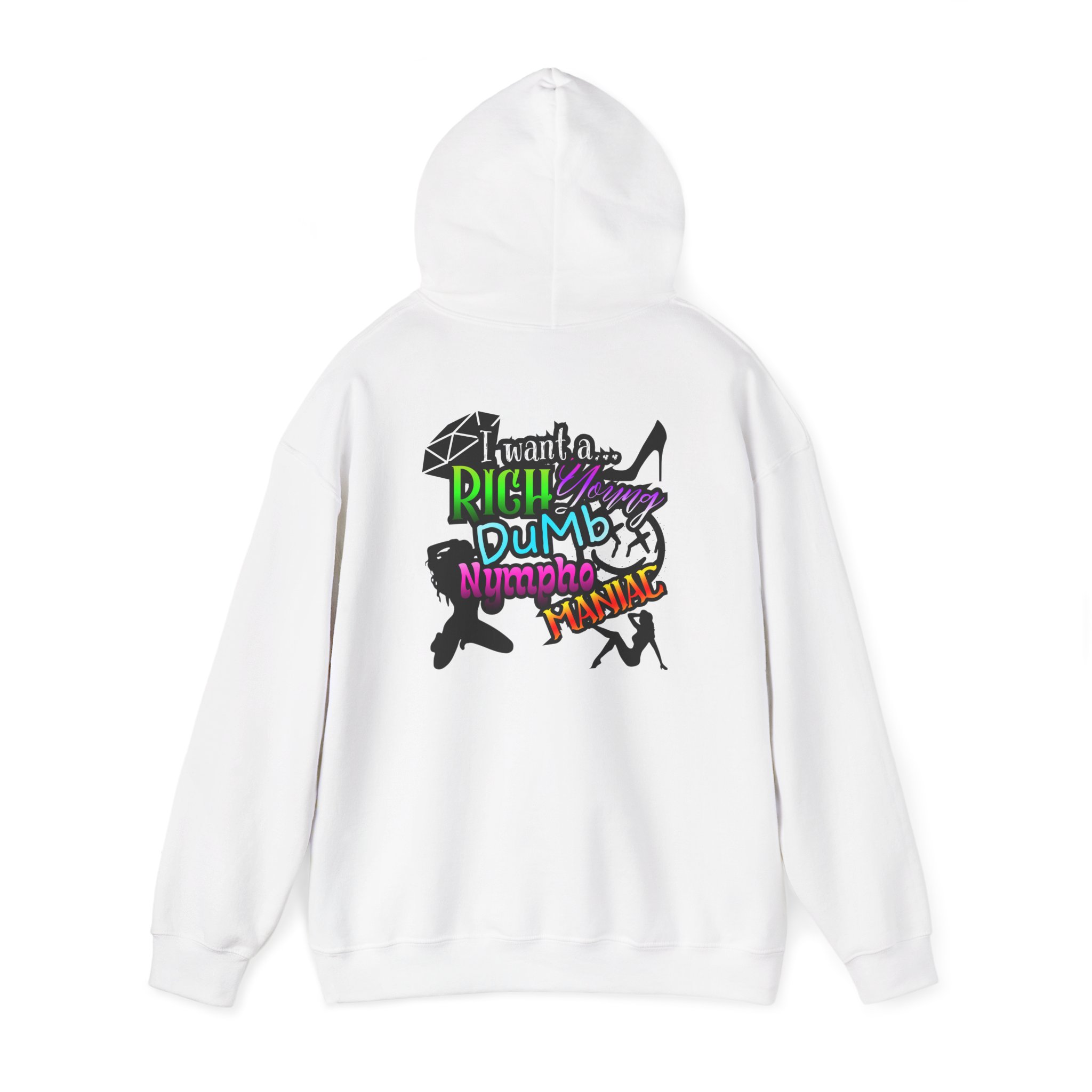 Drifter Gothic Hoodie — Colorful Back Graphic 'Lightning, Rich, Dumb, Nympho' Streetwear - Image 9