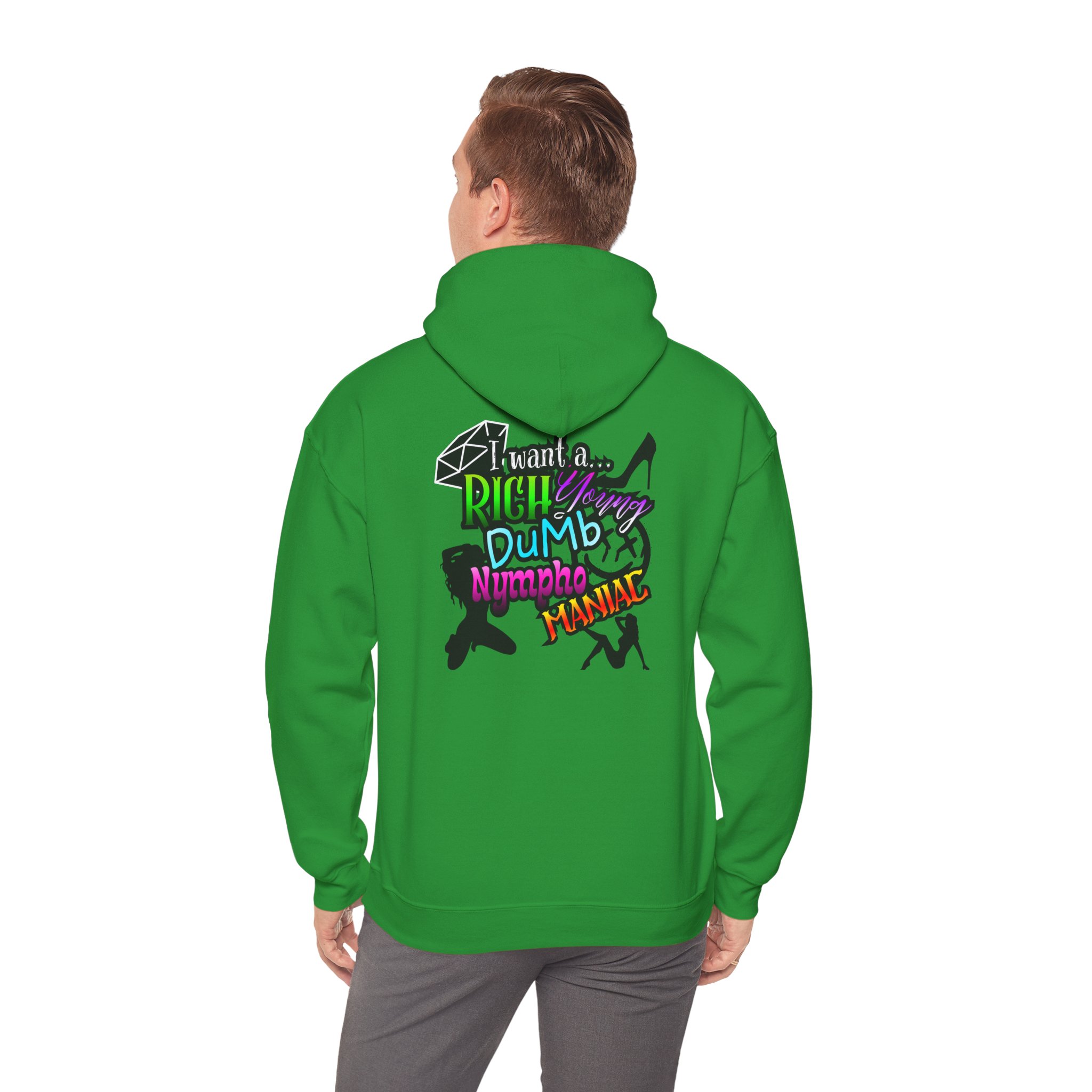 Drifter Gothic Hoodie — Colorful Back Graphic 'Lightning, Rich, Dumb, Nympho' Streetwear - Image 24