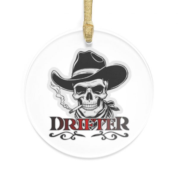 Cowboy Skull 'Drifter' Acrylic Ornament - Western Motorcycle/Biker Holiday Decor