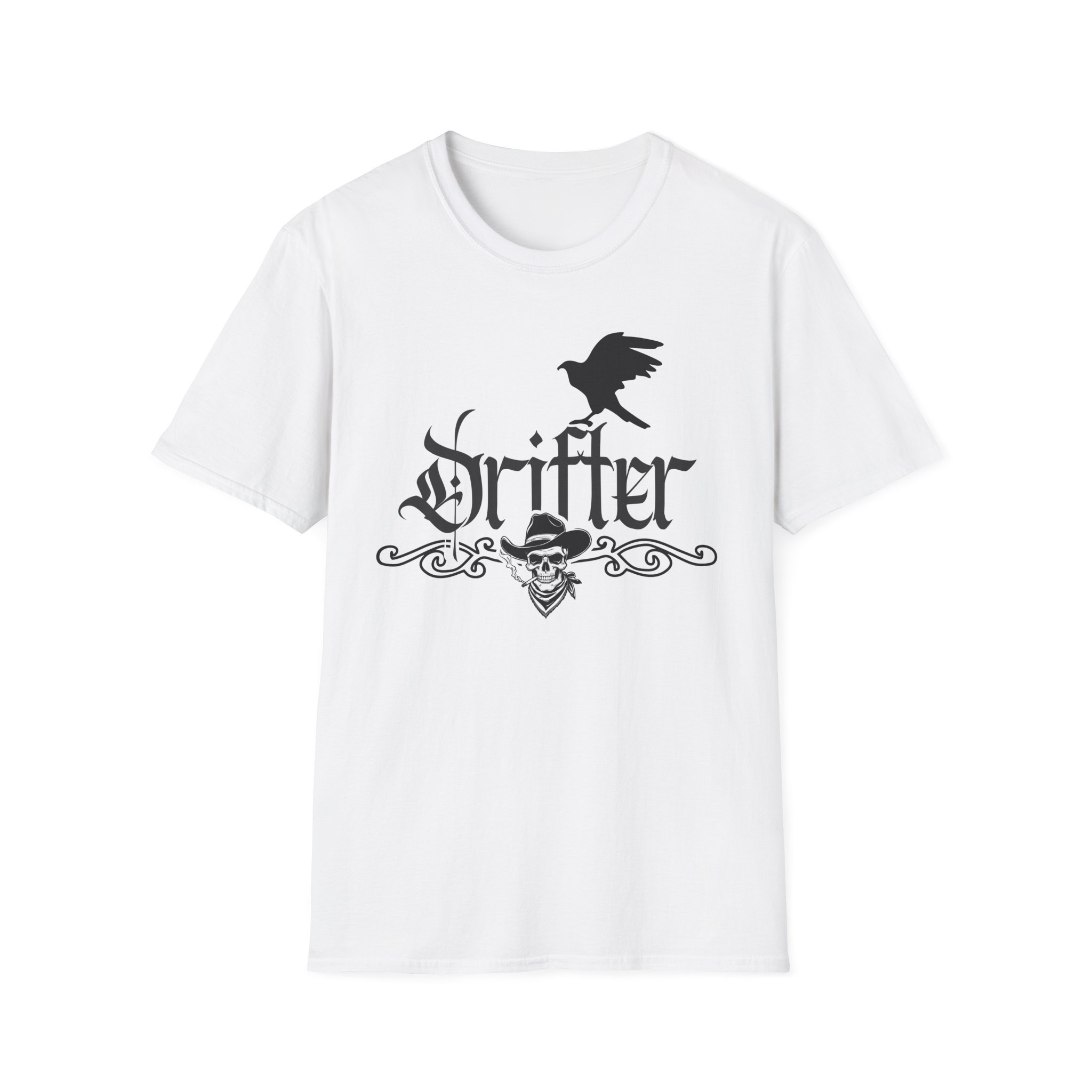Drifter T-Shirt — Gothic Crow & Skull Vintage Design - Image 2