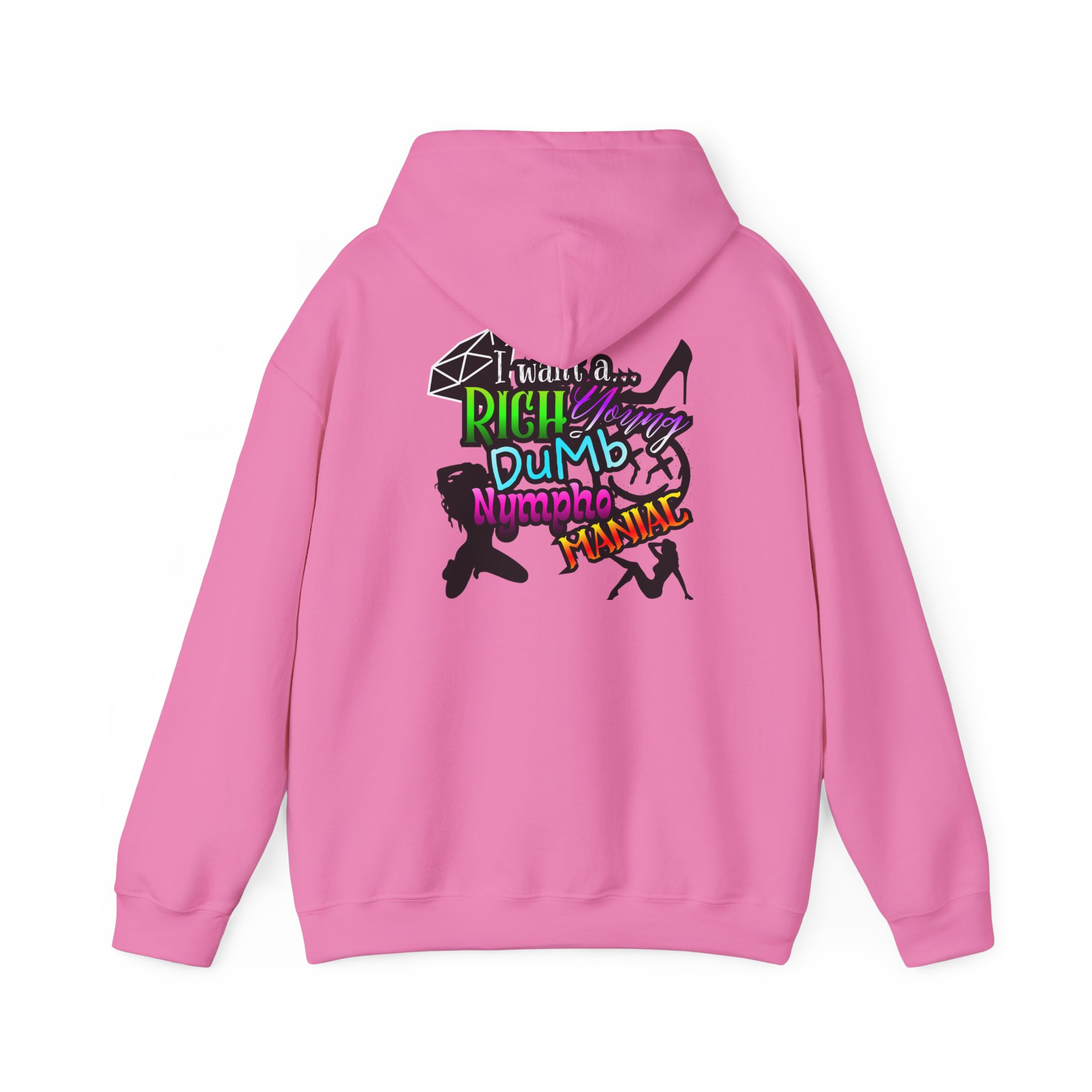 Drifter Gothic Hoodie — Colorful Back Graphic 'Lightning, Rich, Dumb, Nympho' Streetwear - Image 39