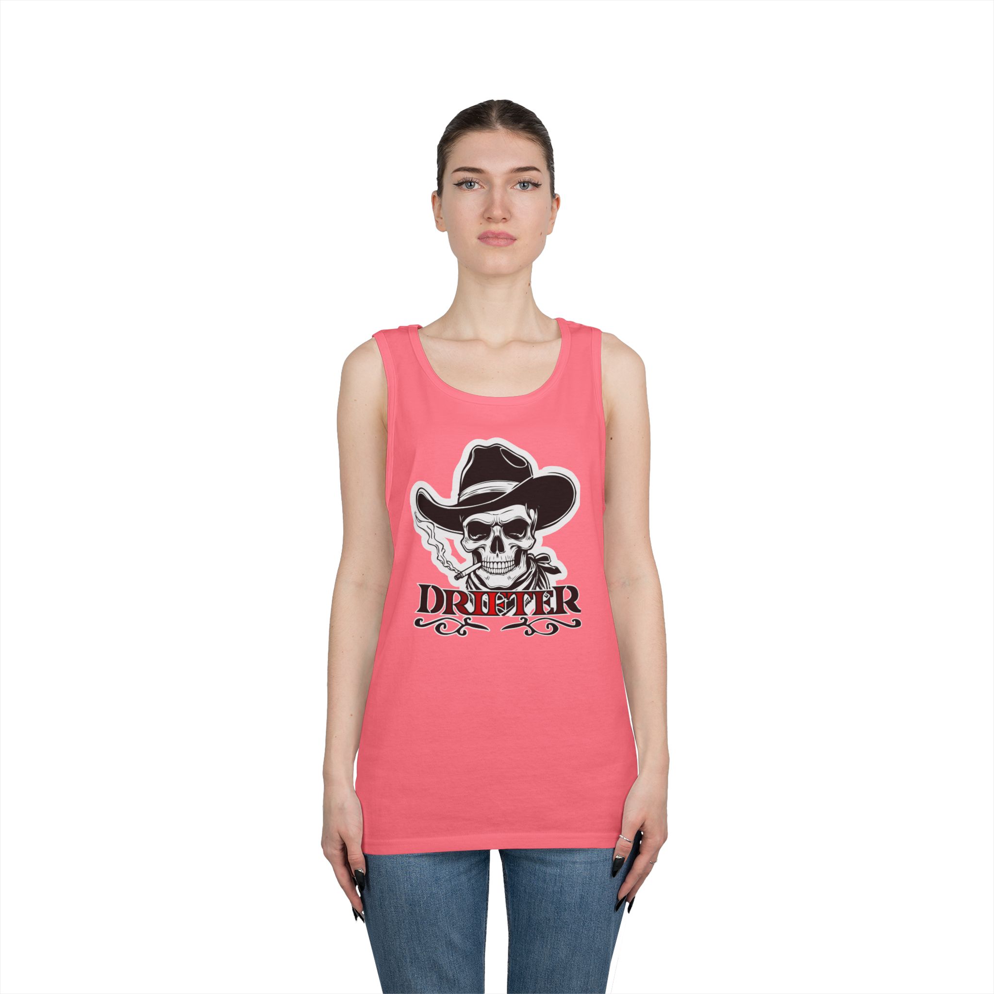 Drifter Skull Cowboy Tank Top — Western Biker Graphic Tank