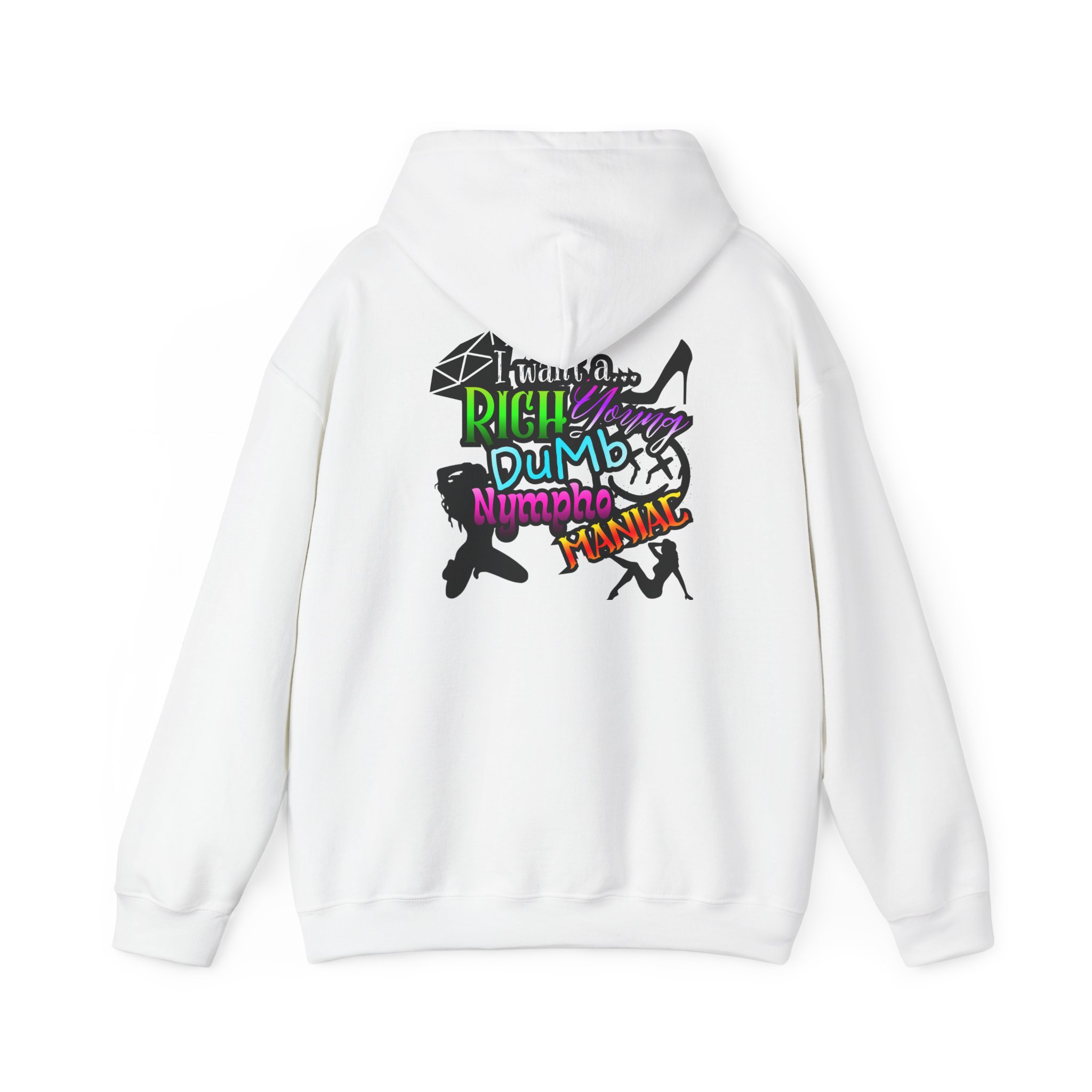 Drifter Gothic Hoodie — Colorful Back Graphic 'Lightning, Rich, Dumb, Nympho' Streetwear - Image 8