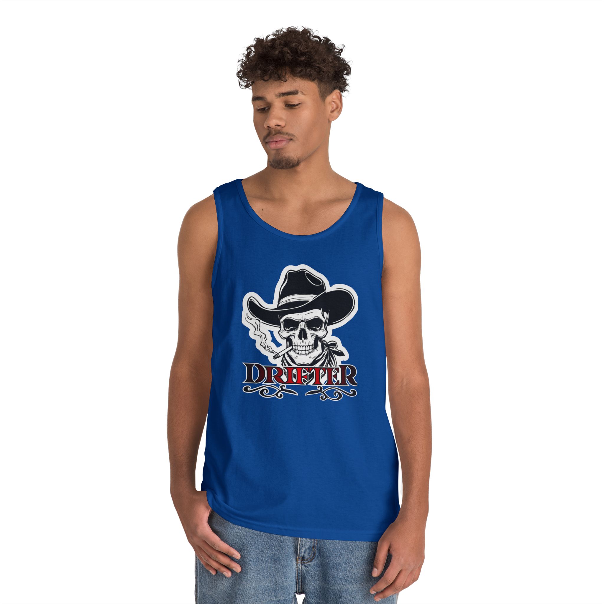 Drifter Skull Cowboy Tank Top — Western Biker Graphic Tank - Image 15