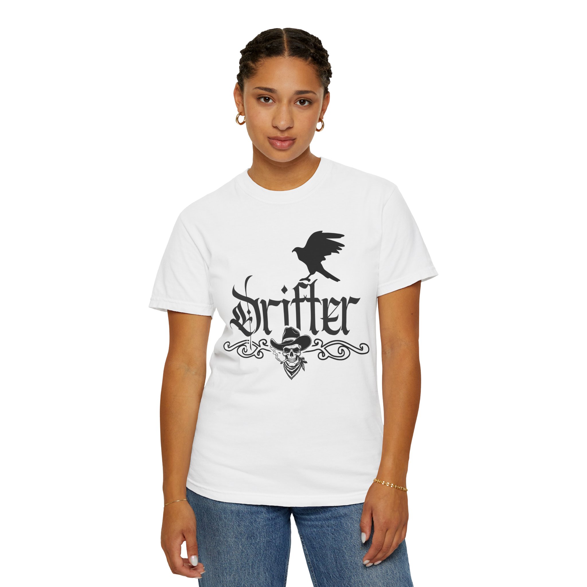 Drifter Gothic T-Shirt – Raven & Skull Vintage Graphic Tee - Image 4