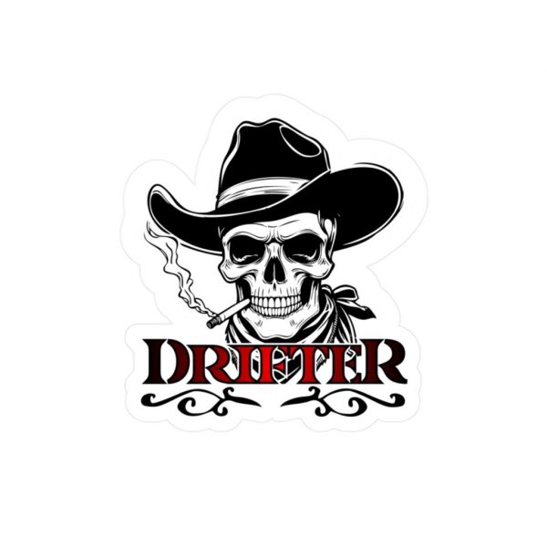 Drifter Skull Cowboy Sticker — Kiss-Cut Vinyl Decal