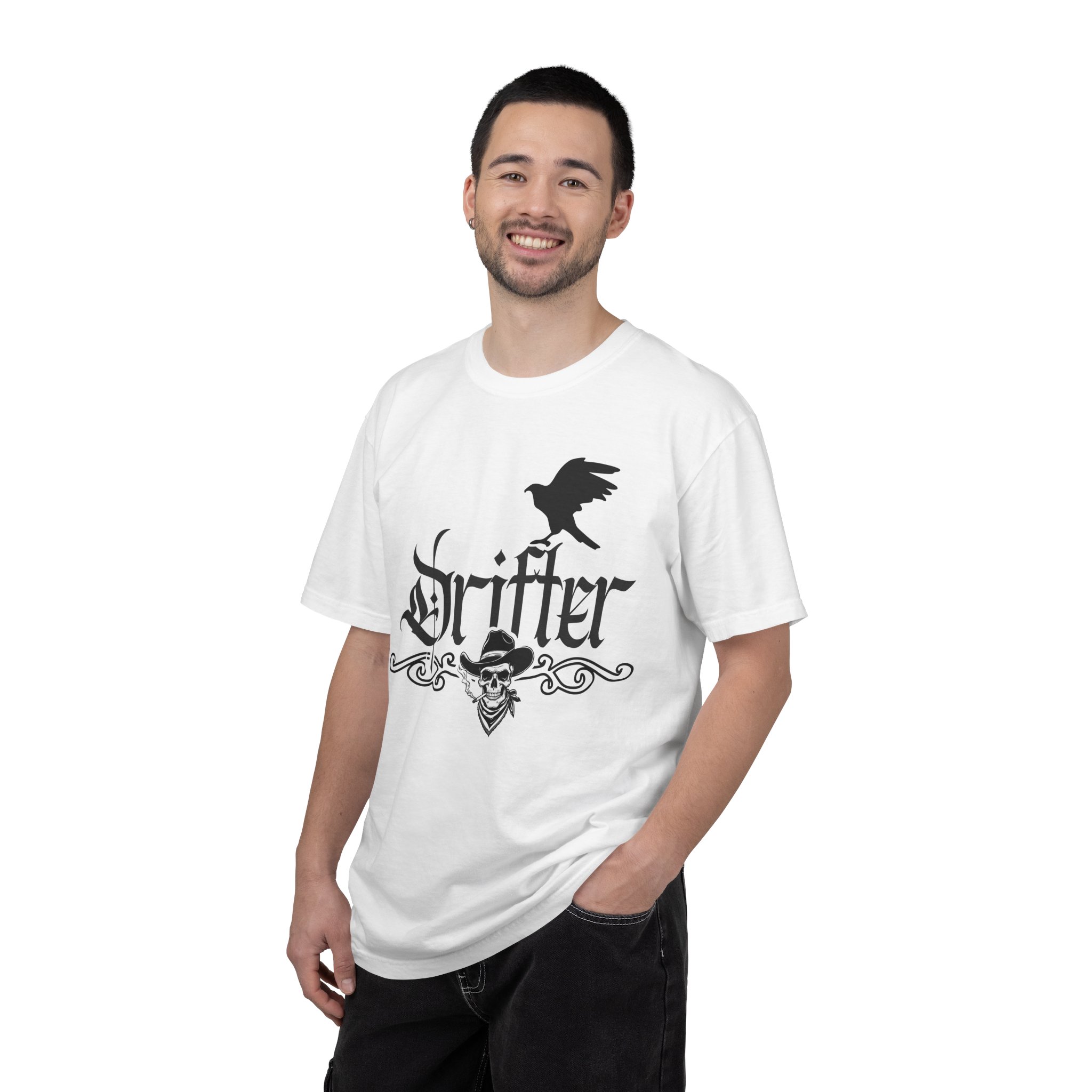 Drifter Gothic T-Shirt – Raven & Skull Vintage Graphic Tee - Image 7