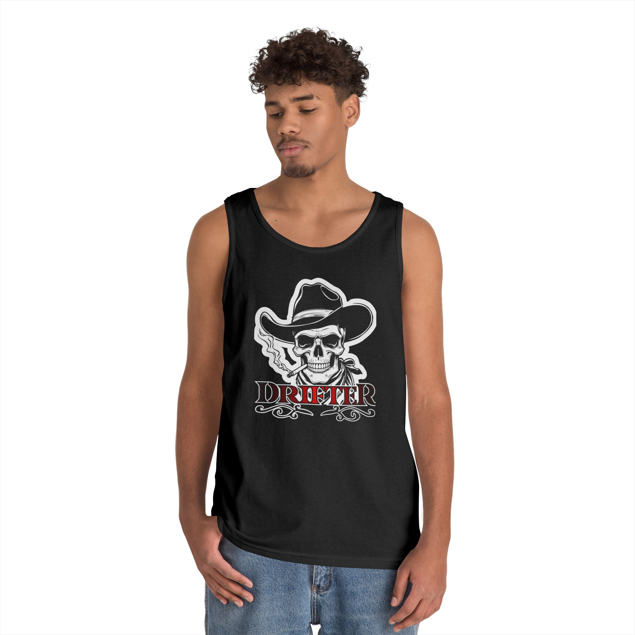 Drifter Skull Cowboy Tank Top — Western Biker Graphic Tank - Image 9