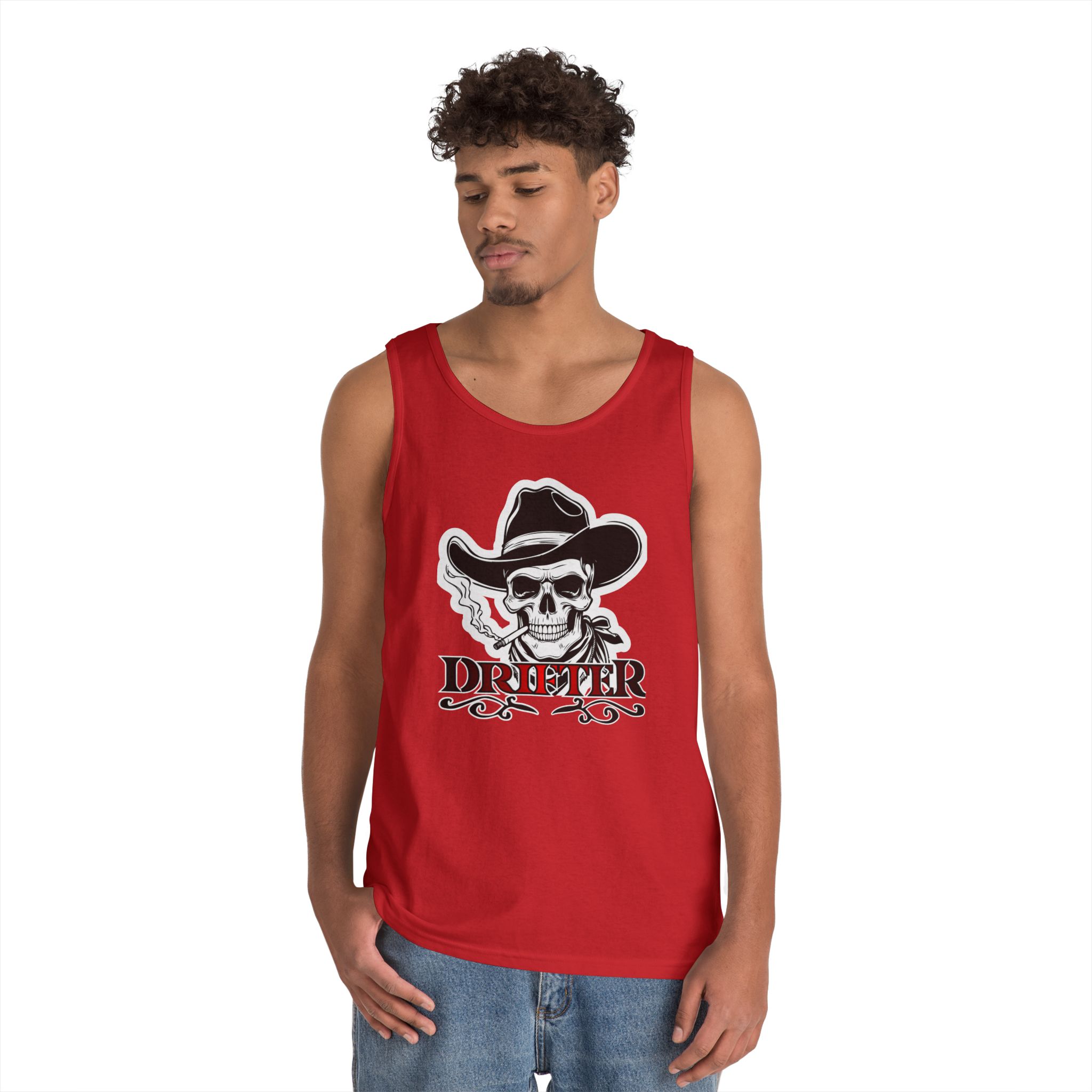 Drifter Skull Cowboy Tank Top — Western Biker Graphic Tank - Image 18