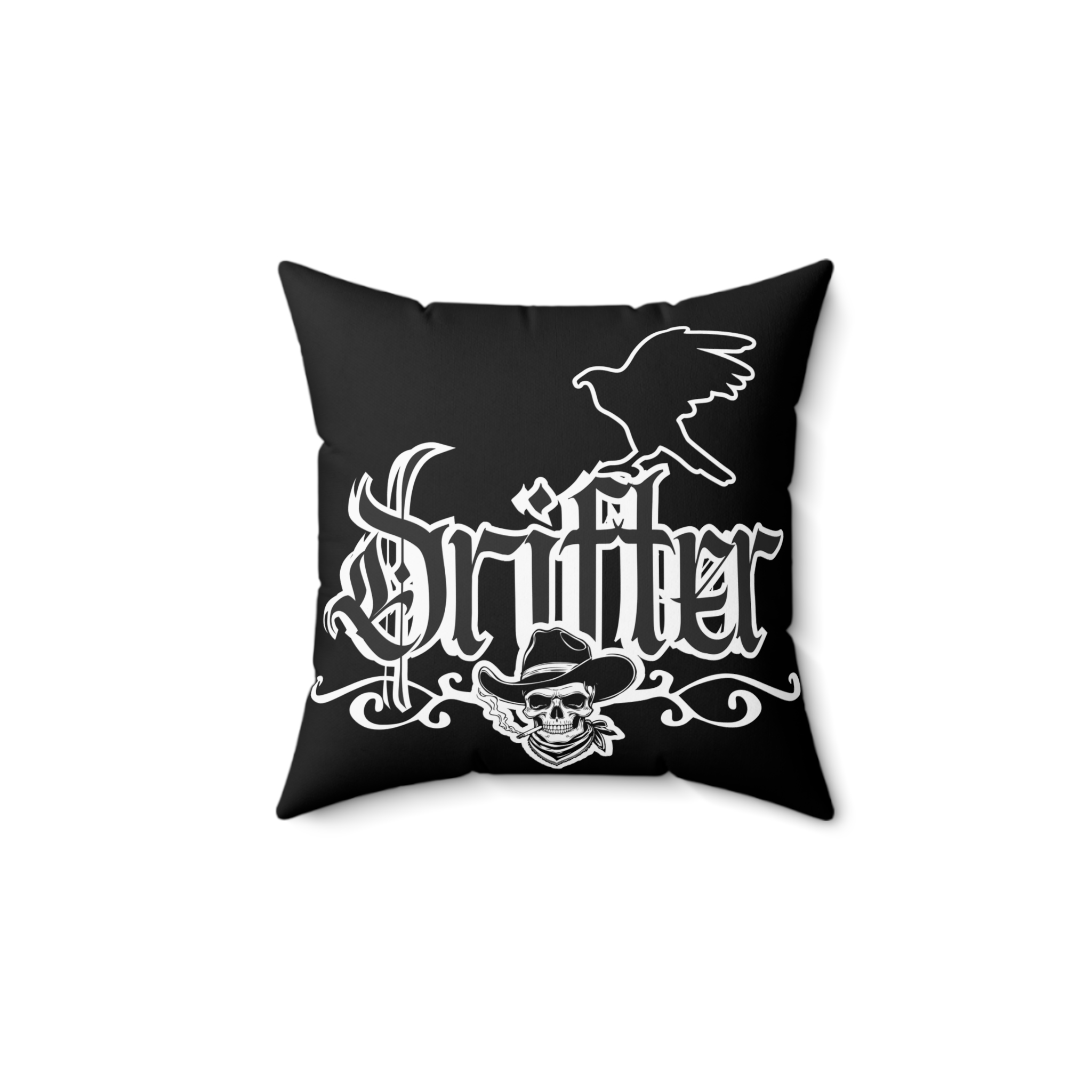 Drifter Skull Cowboy Pillow – Gothic Western Decorative Throw Pillow - Image 2