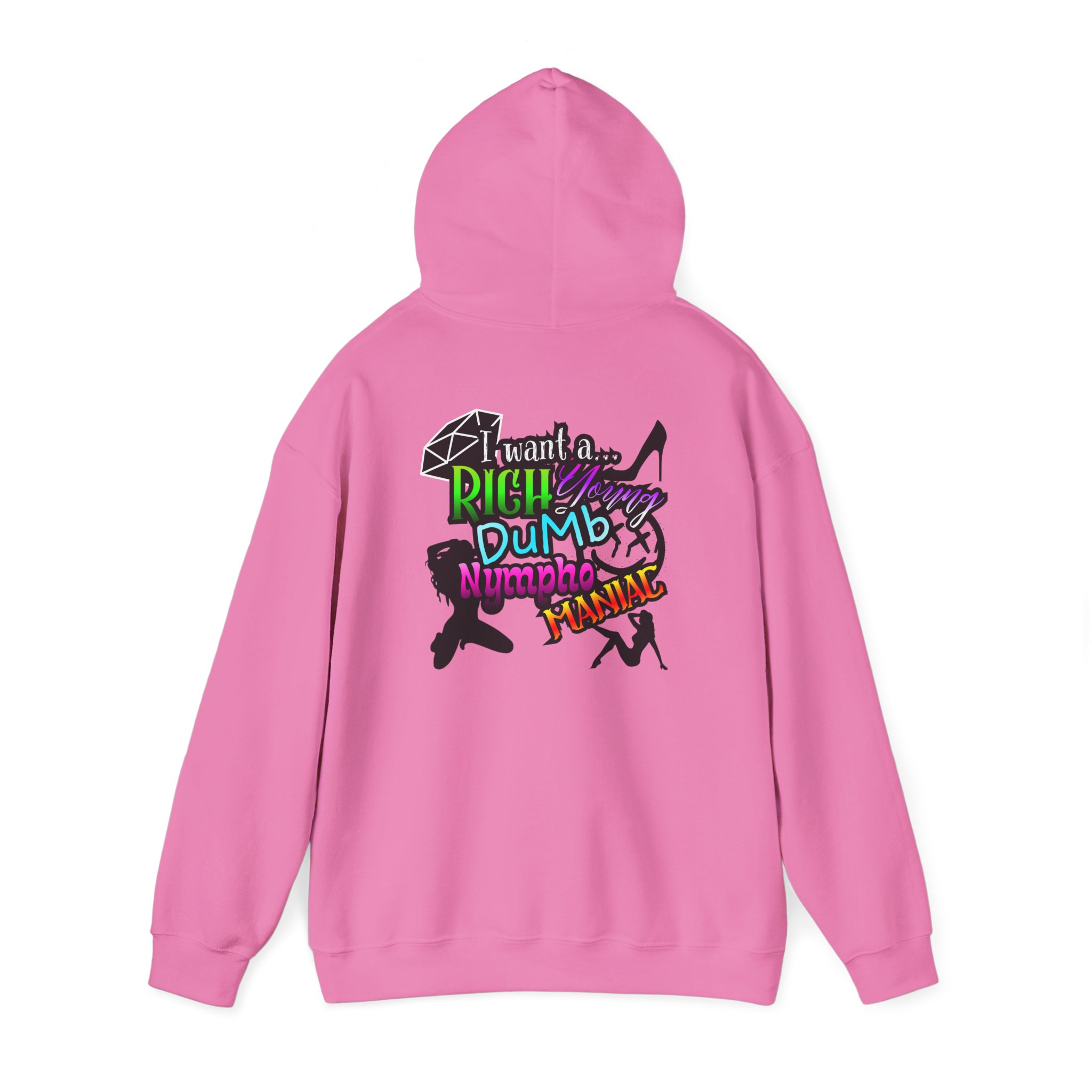 Drifter Gothic Hoodie — Colorful Back Graphic 'Lightning, Rich, Dumb, Nympho' Streetwear - Image 40