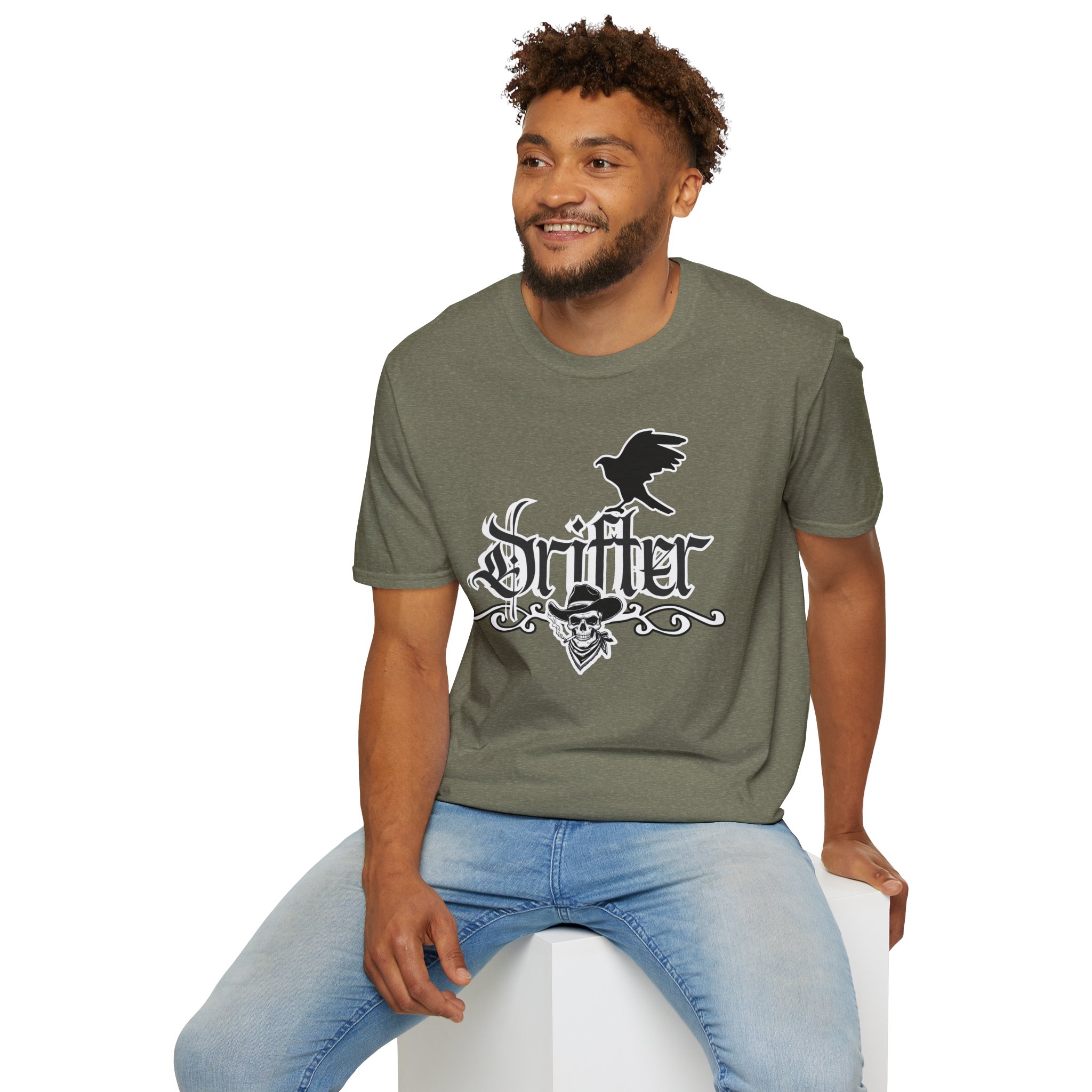 Drifter T-Shirt — Gothic Crow & Skull Vintage Design - Image 36