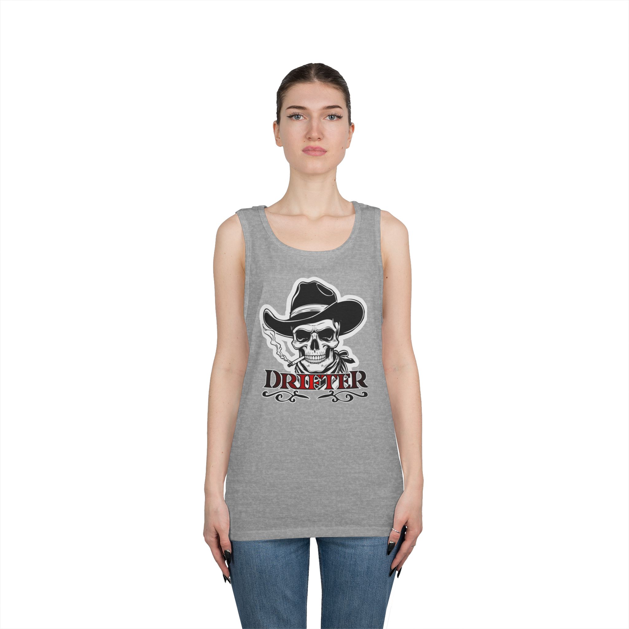 Drifter Skull Cowboy Tank Top — Western Biker Graphic Tank - Image 11