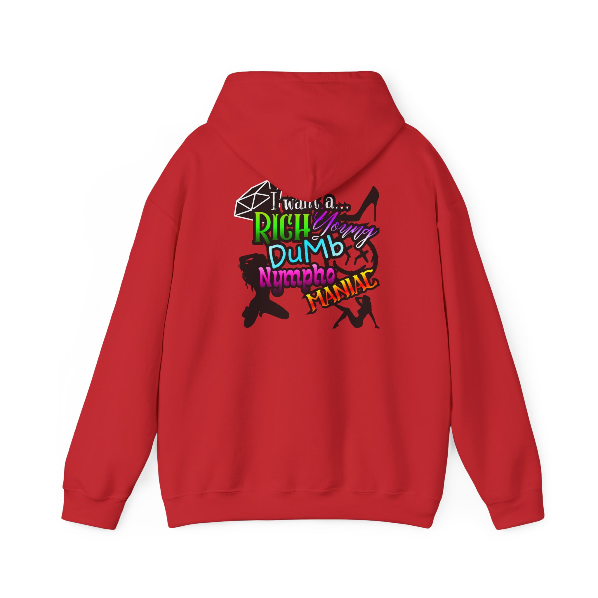 Drifter Gothic Hoodie — Colorful Back Graphic 'Lightning, Rich, Dumb, Nympho' Streetwear - Image 51