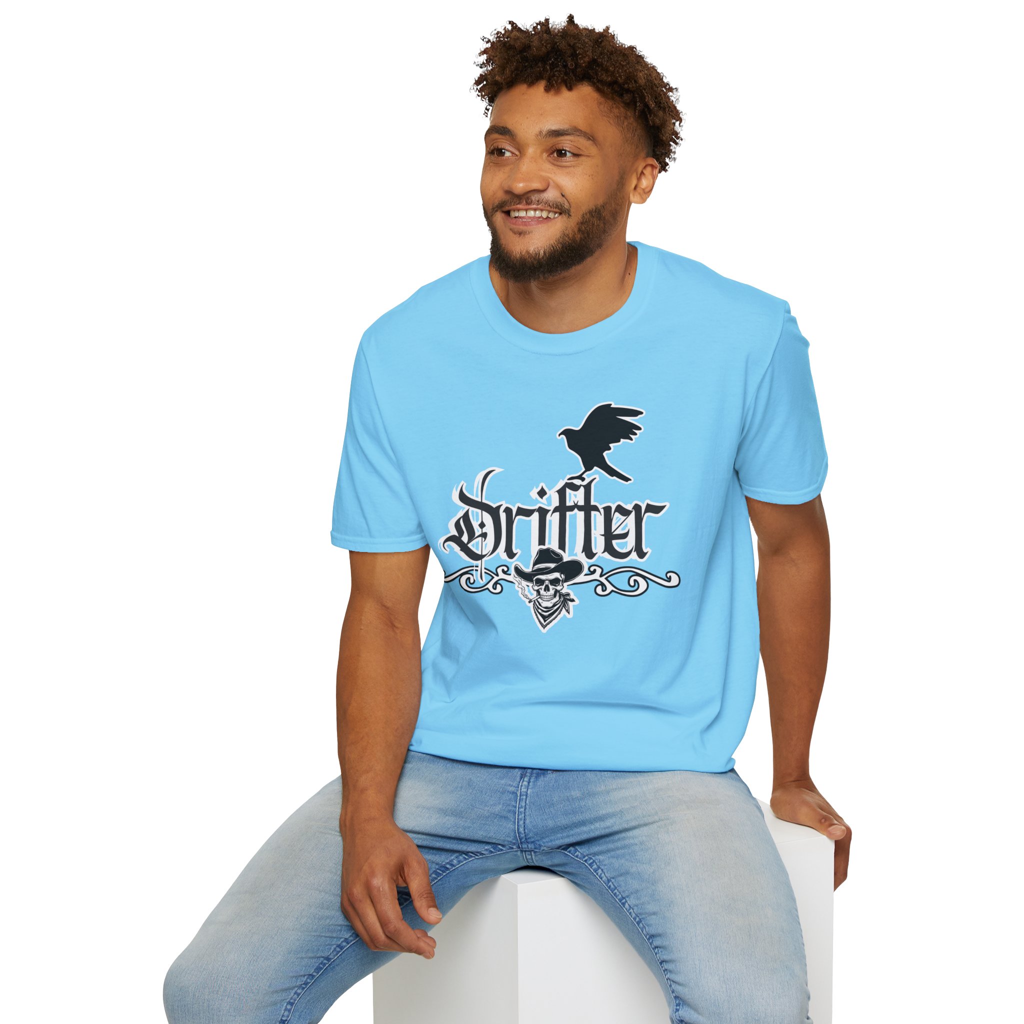 Drifter T-Shirt — Gothic Crow & Skull Vintage Design - Image 71