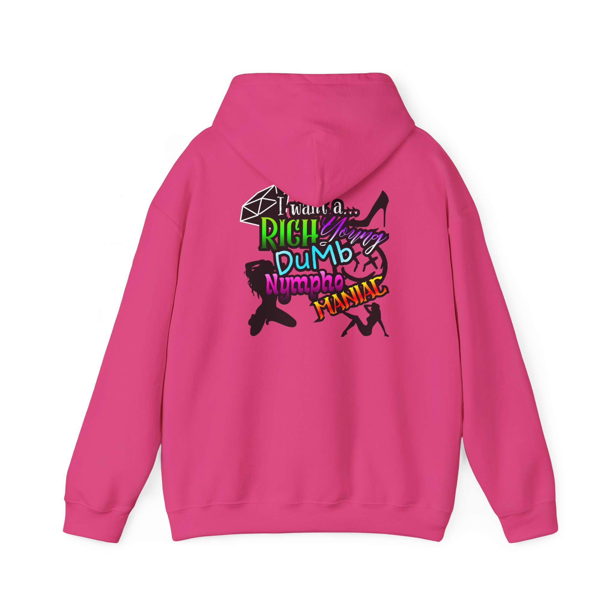 Drifter Gothic Hoodie — Colorful Back Graphic 'Lightning, Rich, Dumb, Nympho' Streetwear - Image 45